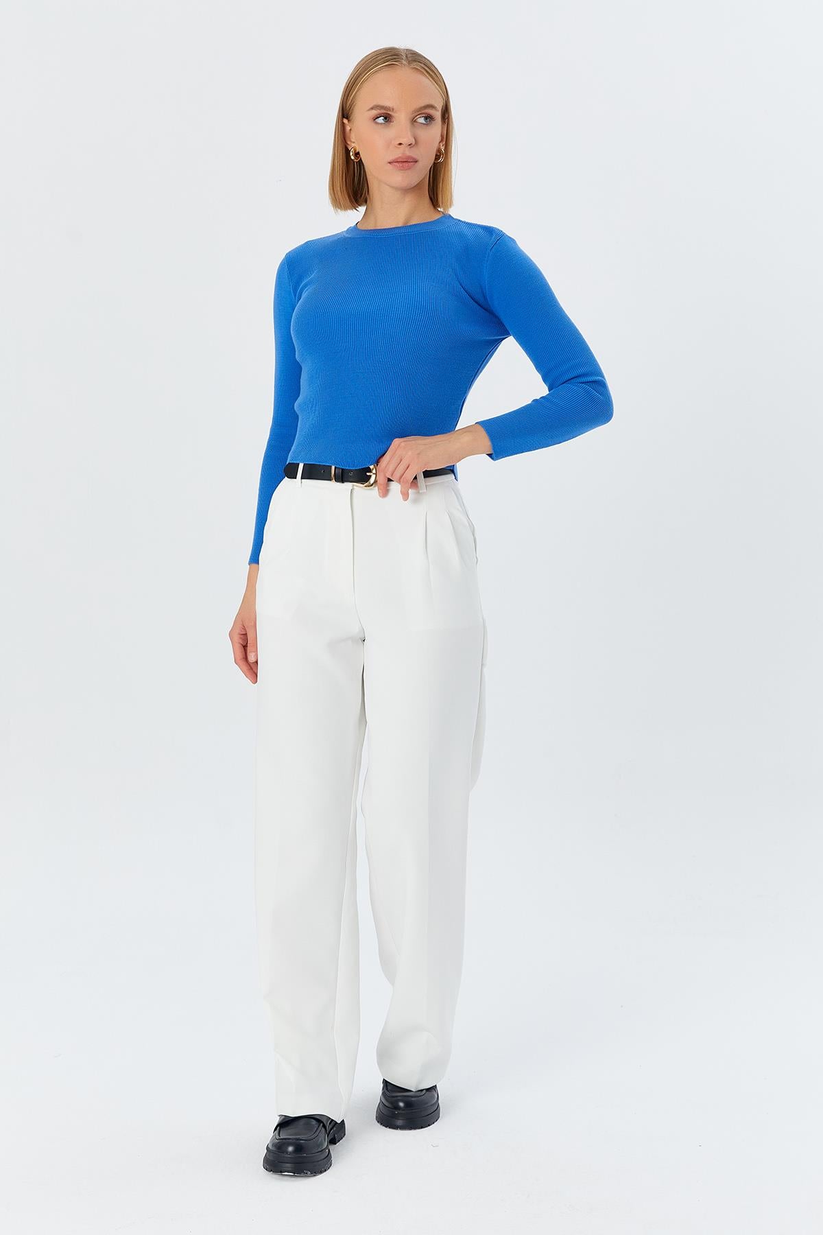 Basic Fitilli Triko MAVI