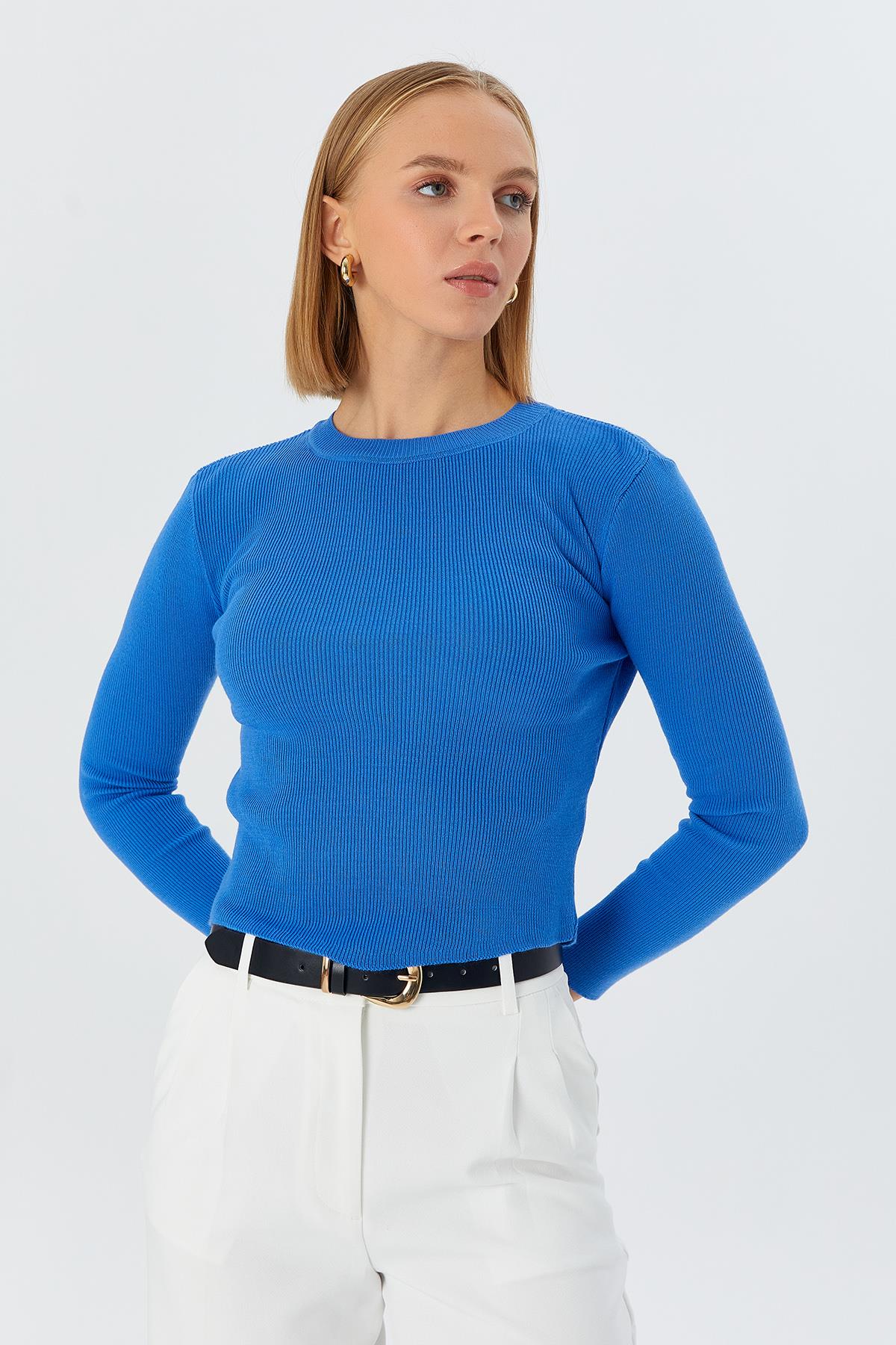 Basic Fitilli Triko MAVI