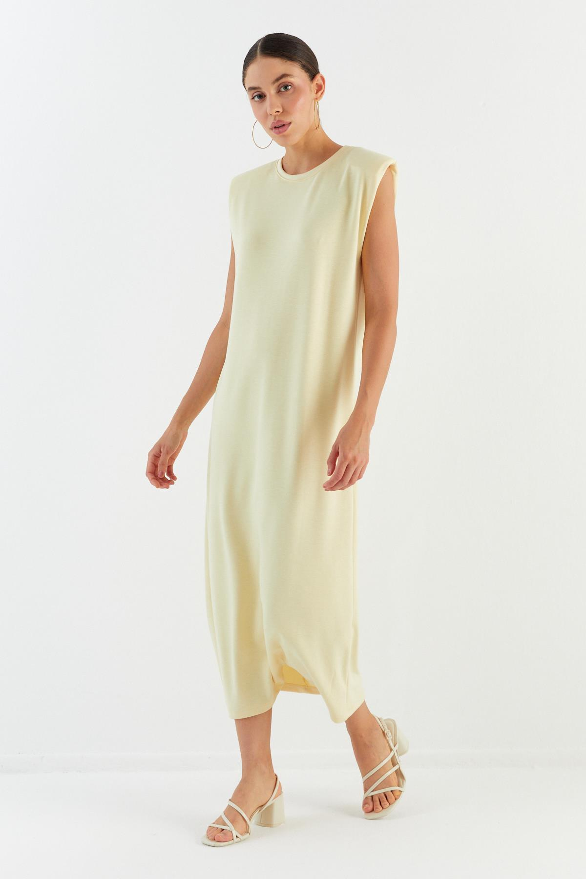 Basic Vatkalı Elbise SARI