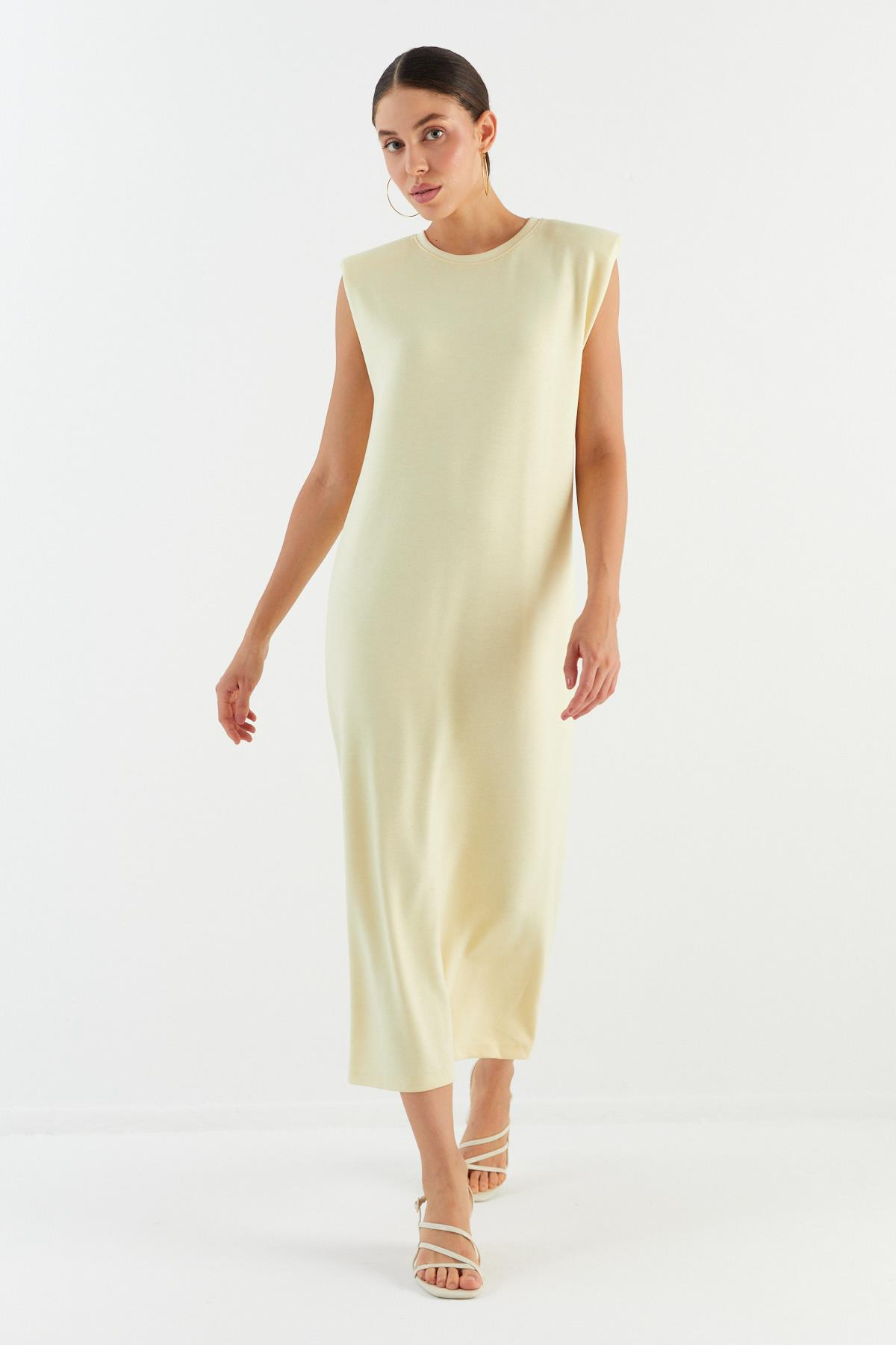 Basic Vatkalı Elbise SARI