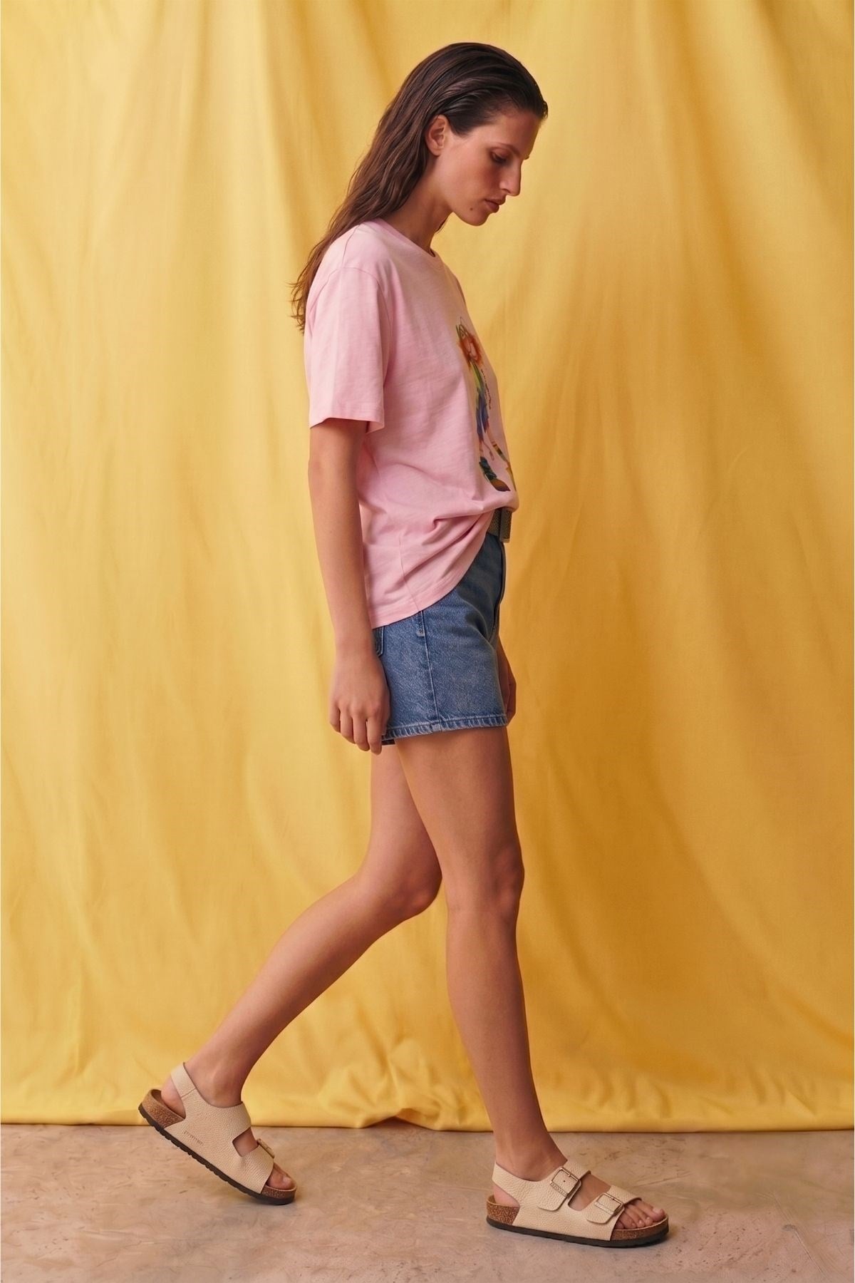 Baskılı Oversize Tişört PEMBE
