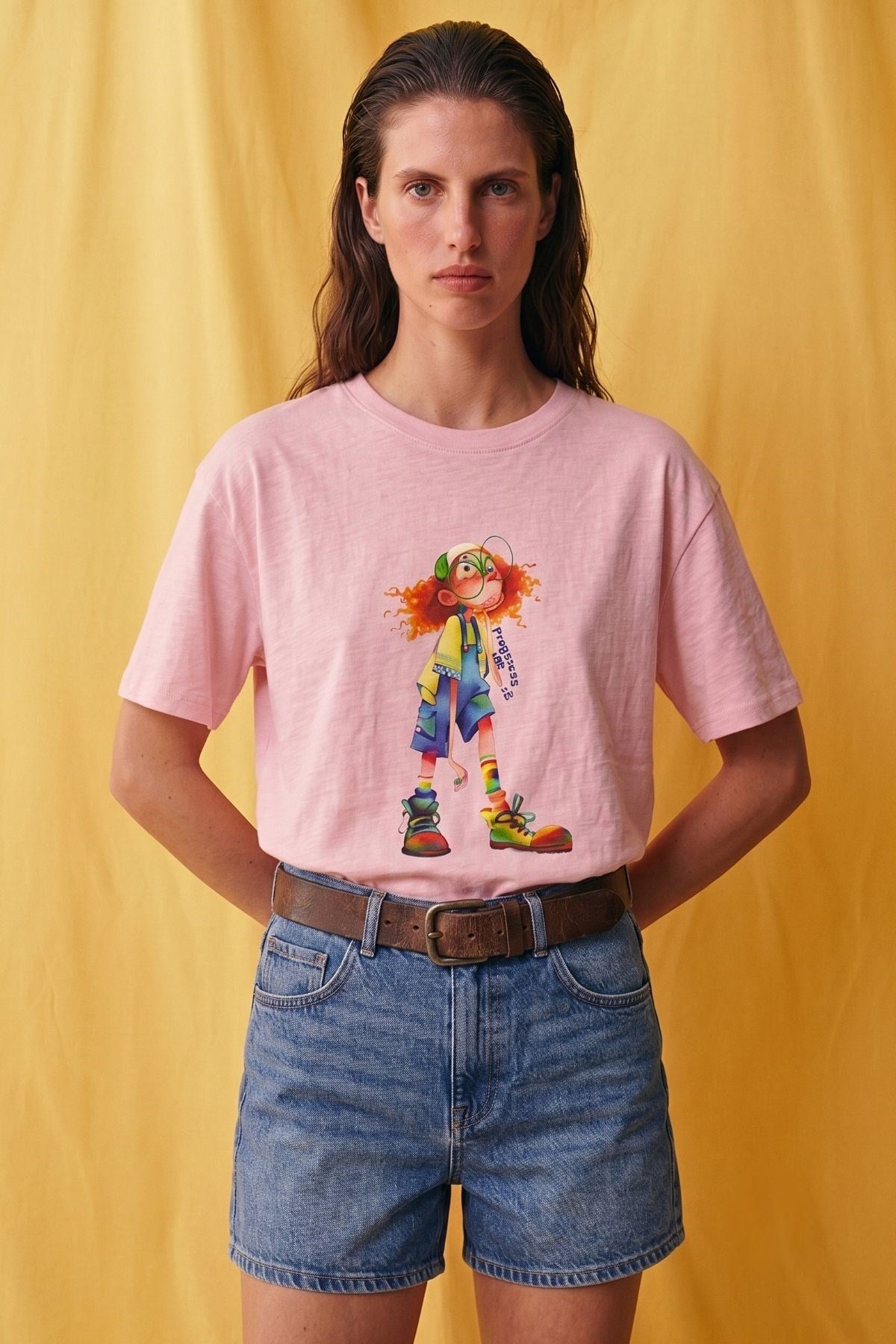 Baskılı Oversize Tişört PEMBE