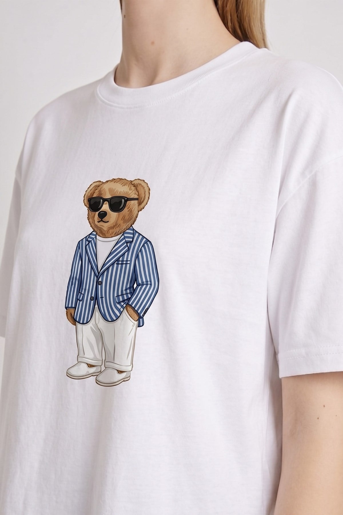 Bear Desenli Tişört EKRU