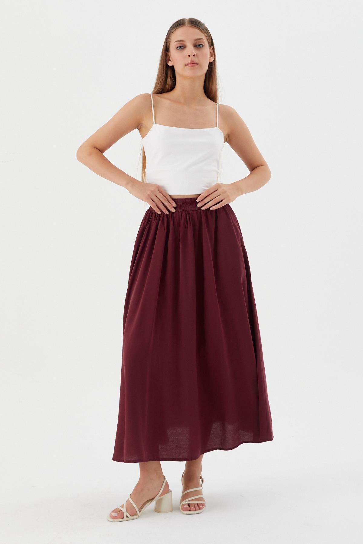 Beli Lastikli Balon Etek BORDO