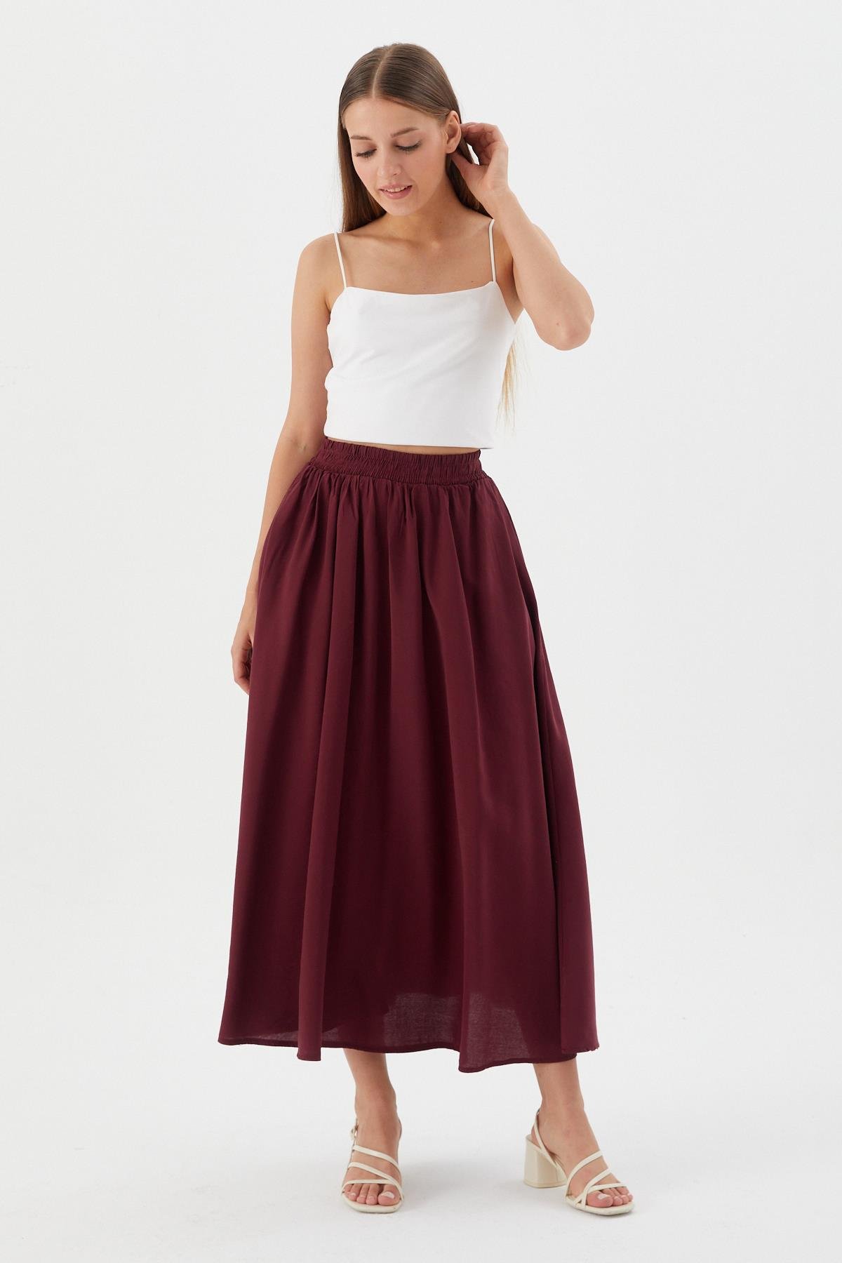 Beli Lastikli Balon Etek BORDO