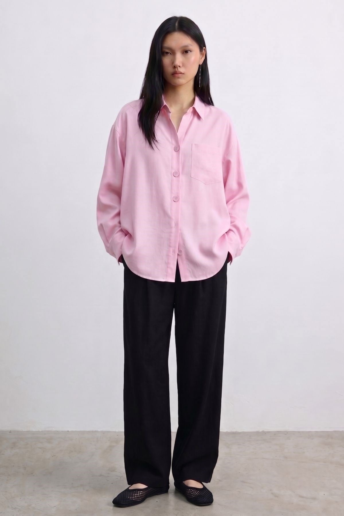 Cepli Oversize Gömlek PEMBE