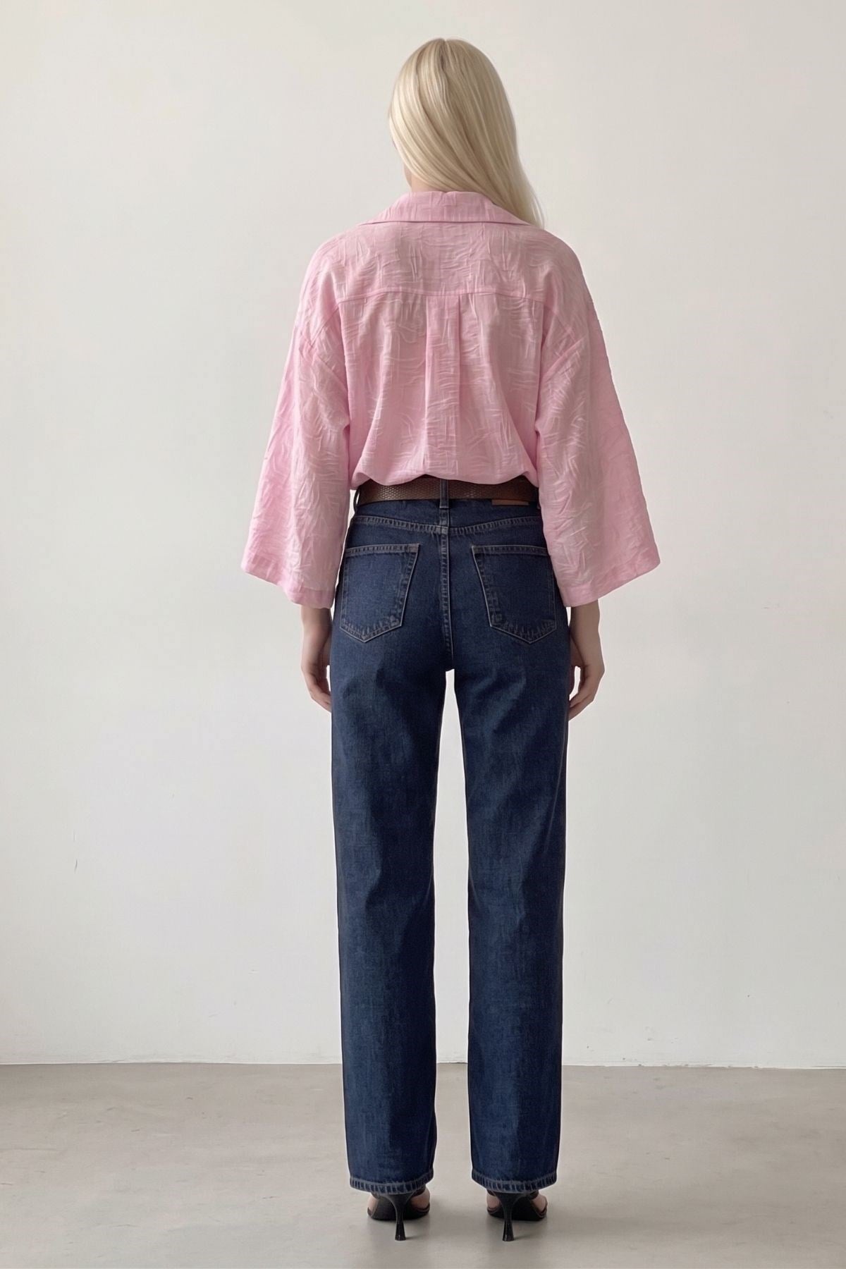 Desenli Oversize Gömlek PEMBE
