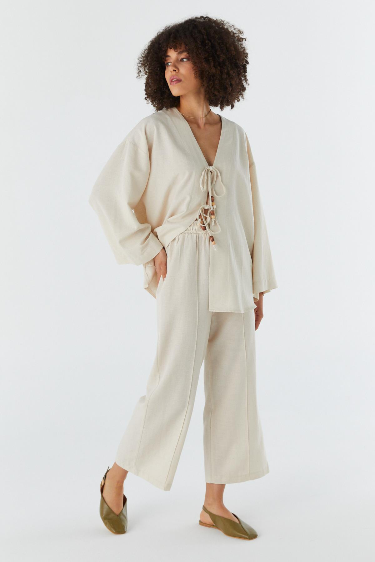 Keten Kimono Takım NATURAL