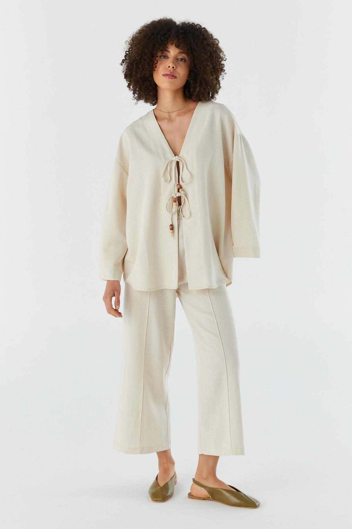 Keten Kimono Takım NATURAL
