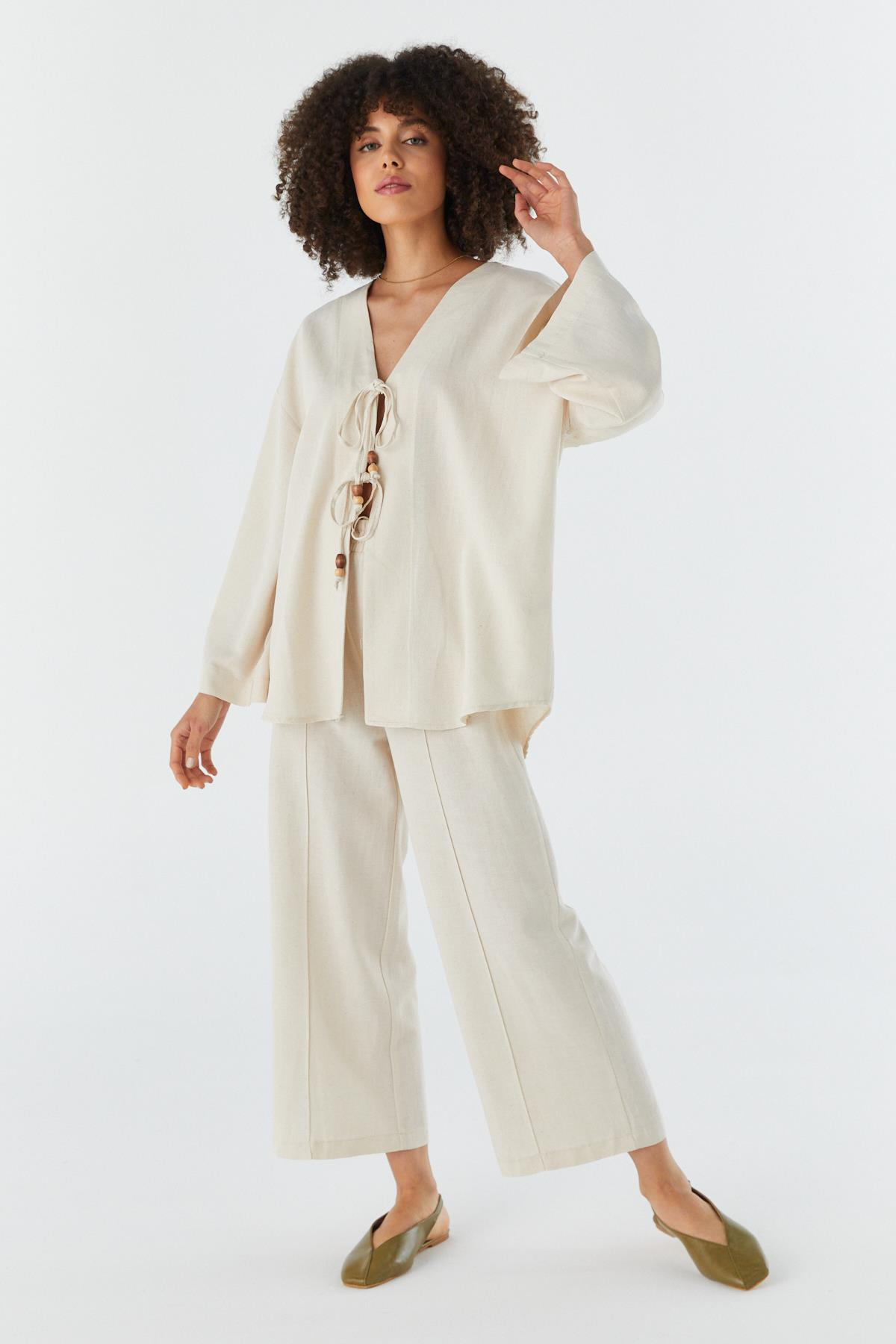 Keten Kimono Takım NATURAL