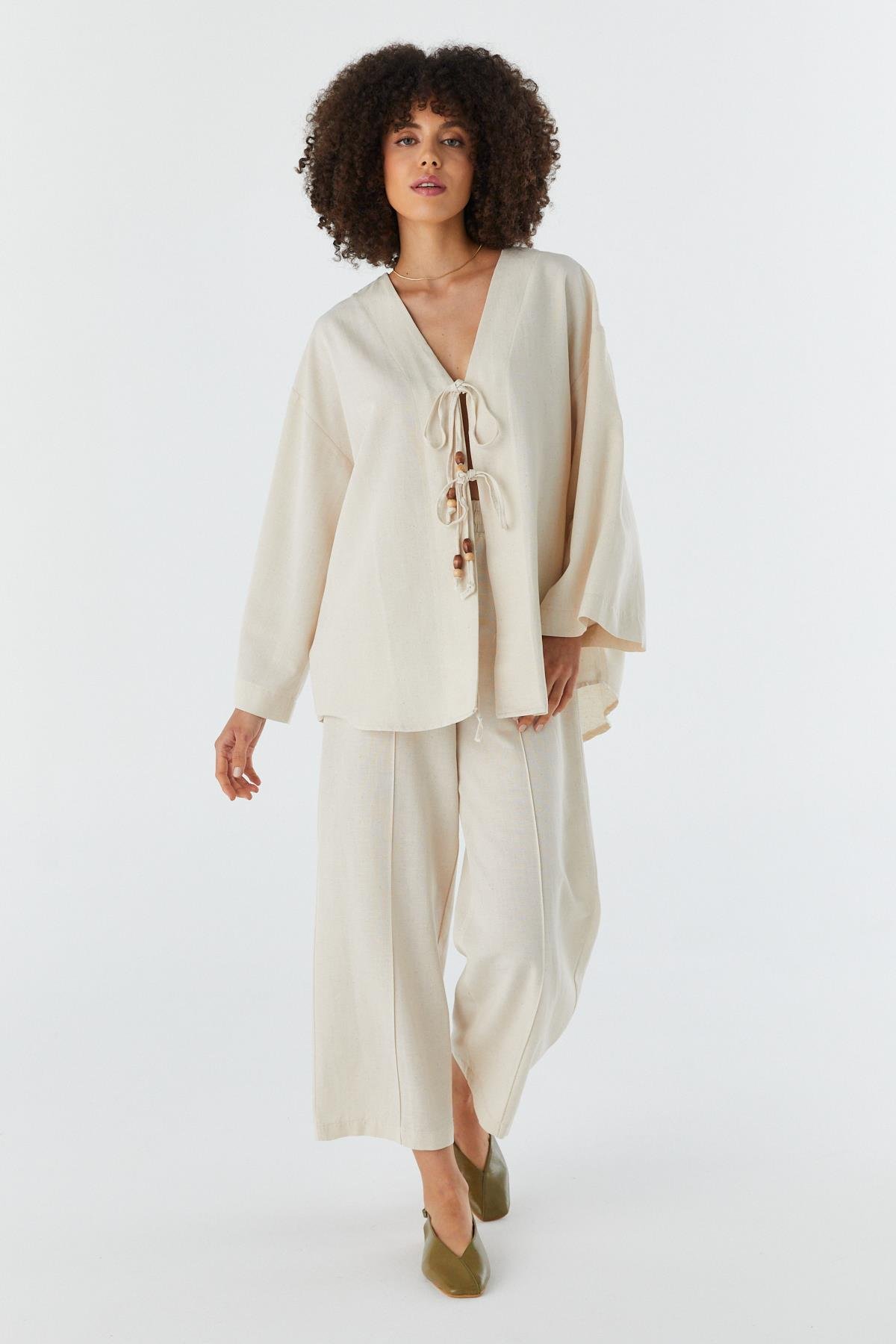 Keten Kimono Takım NATURAL
