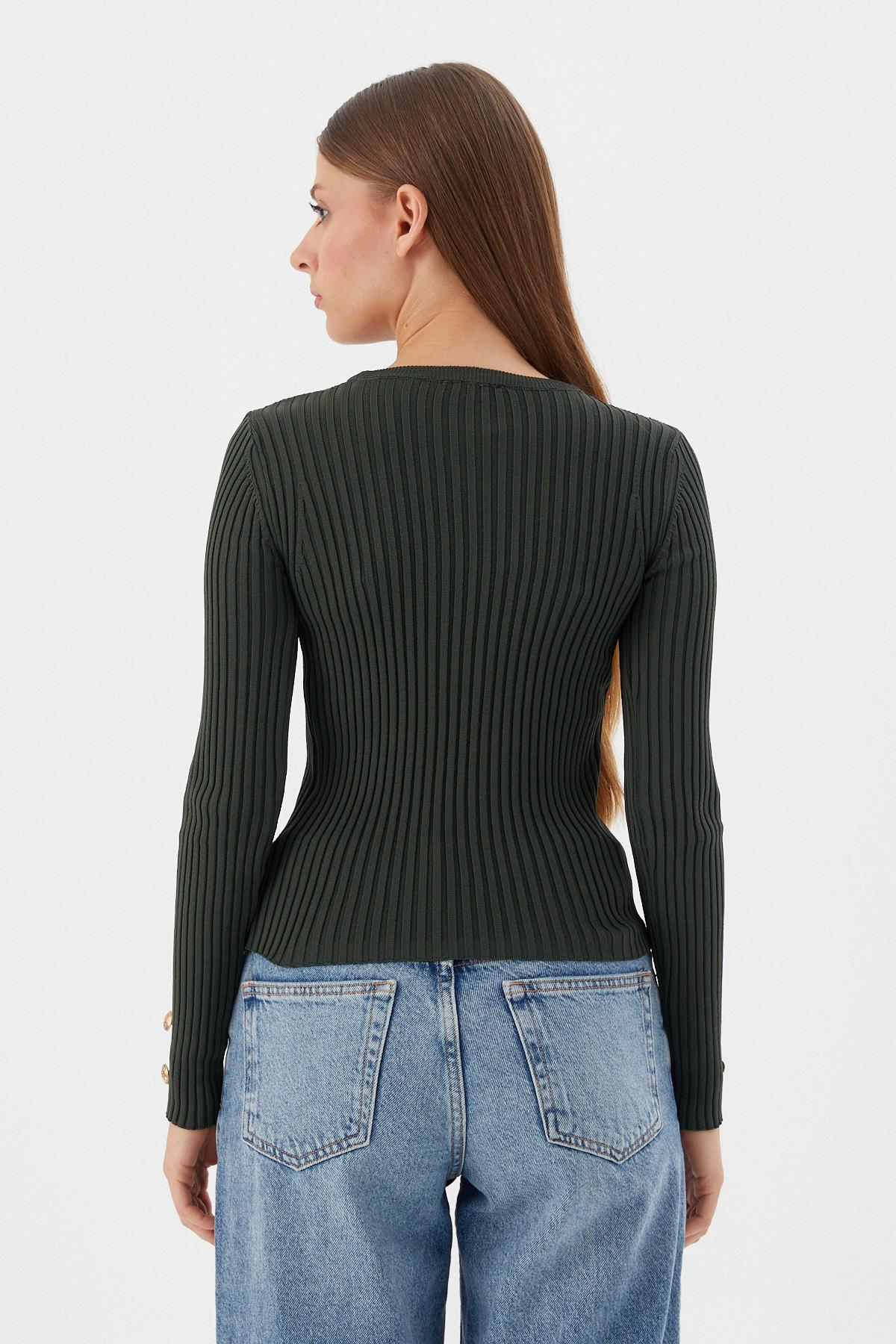 Kolları Düğmeli Fitilli Body YESIL
