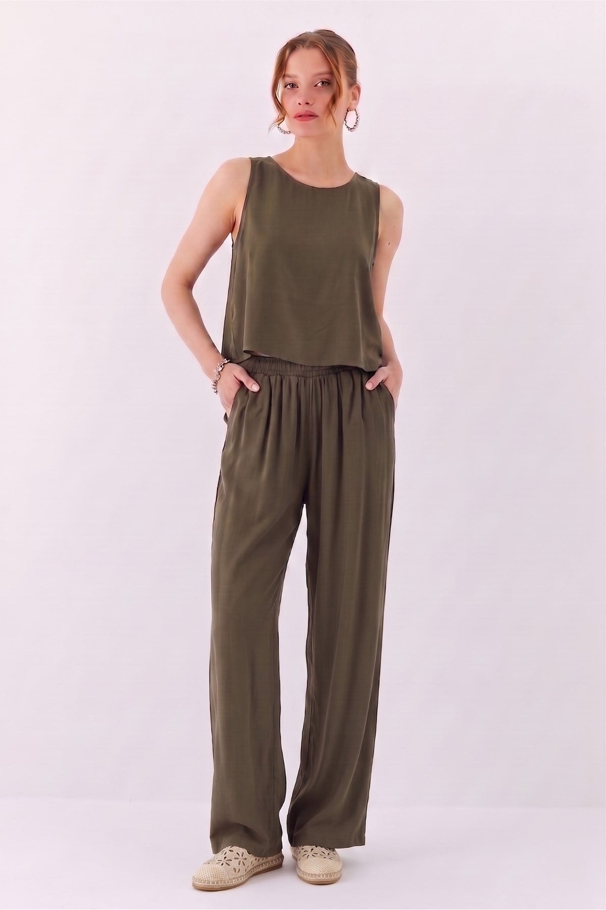 Modal Pantolon Bluz Takım OLIVE