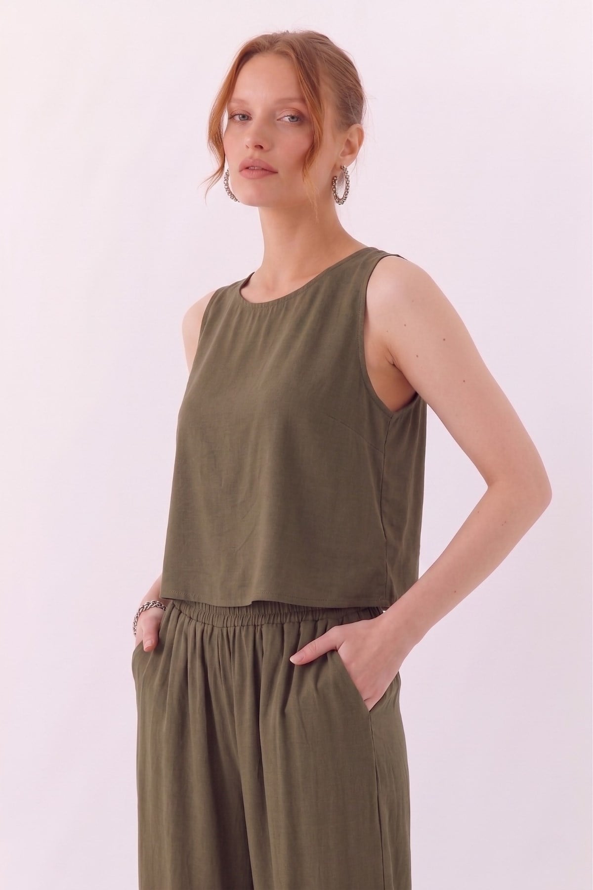Modal Pantolon Bluz Takım OLIVE