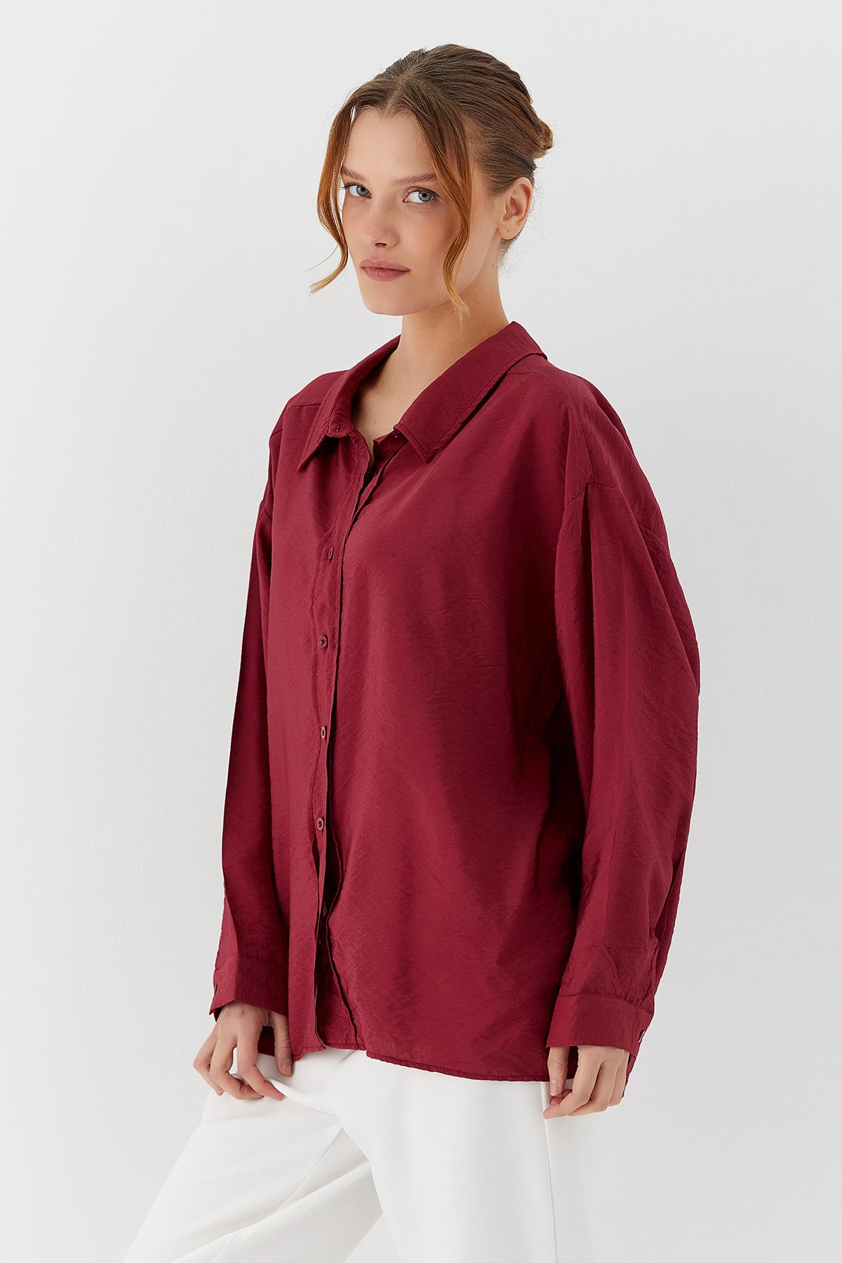 Oversize Gömlek BORDO