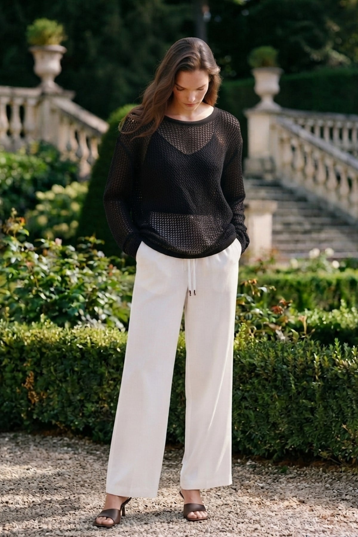 Oversize Kayık Yaka Bluz Kazak SIYAH