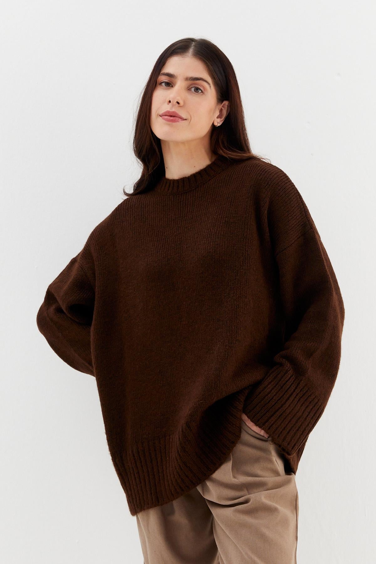 Oversize Kazak KAHVE
