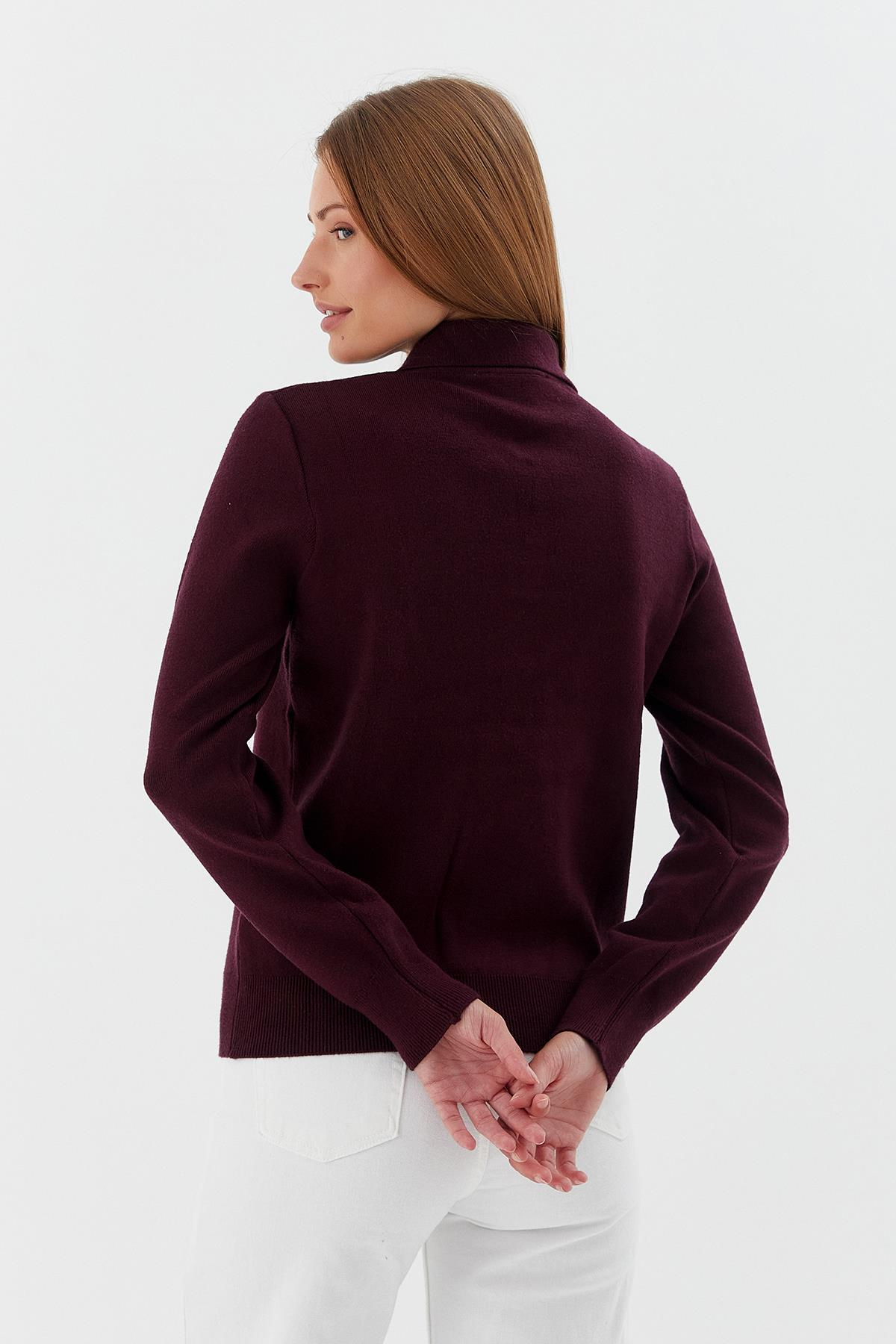 Polo Yaka Yumuşak Kazak BORDO