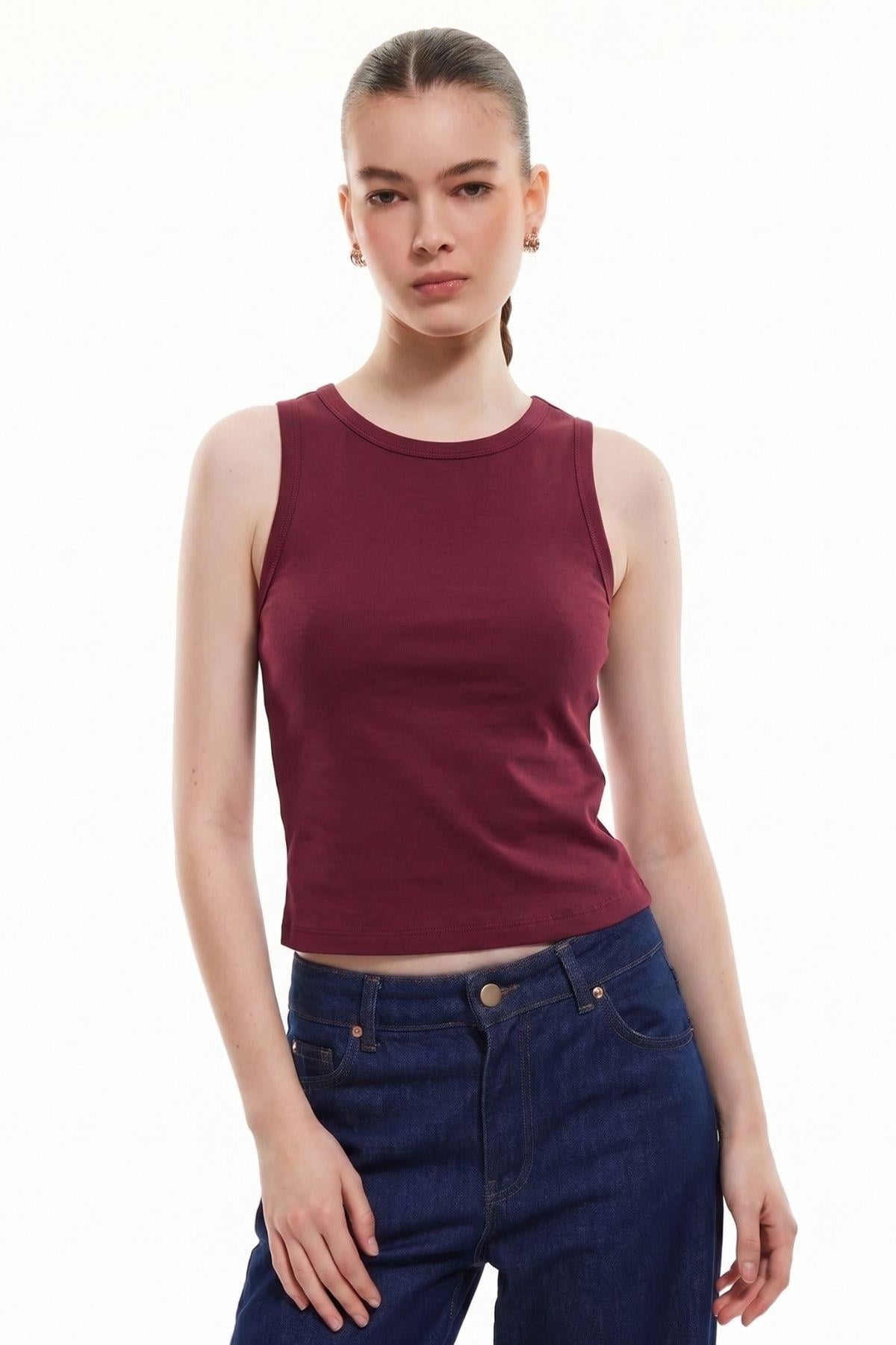 Sıfır Kol Atlet Body BORDO