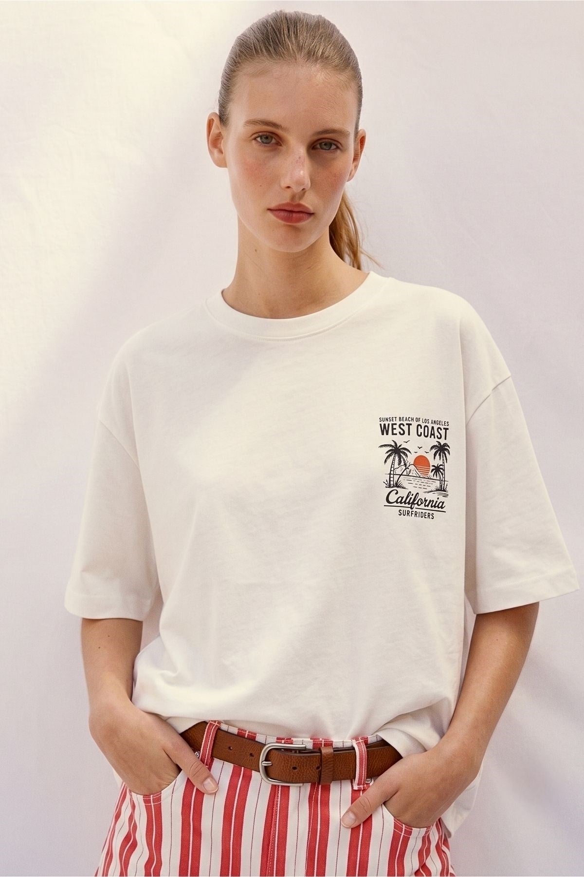 West Coast Oversize Tişört EKRU
