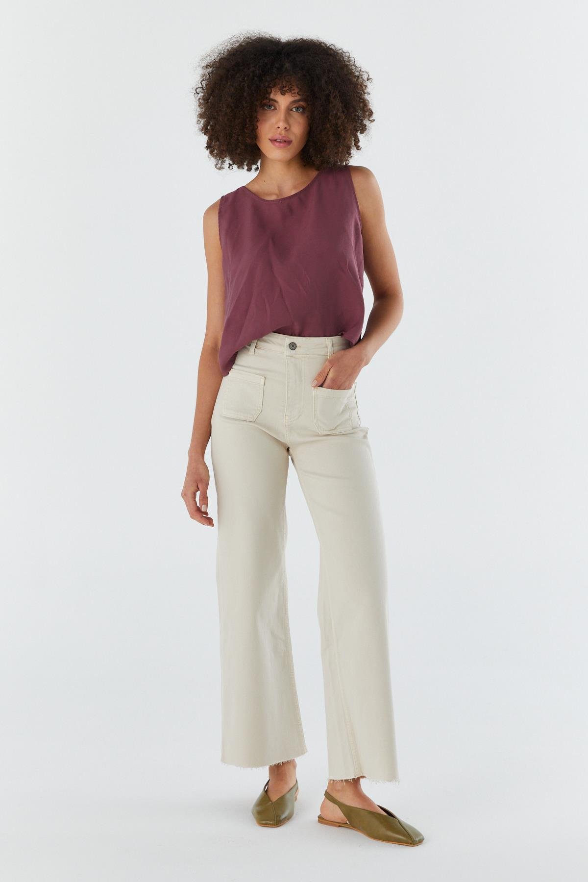 Wide Leg Pantolon BEJ