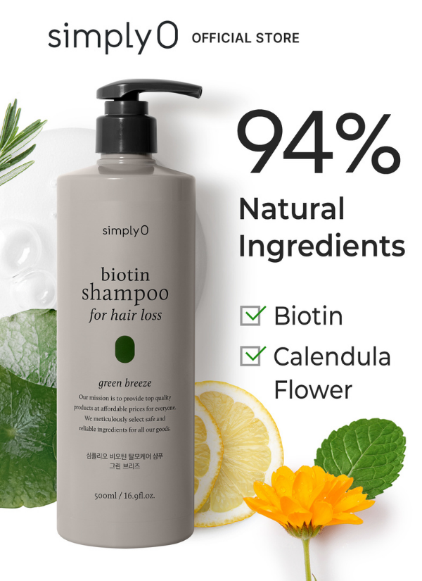 SimplyO Biotin Shampoo for Hair Loss Green Breeze 500ml | Saç Dökülmesine Karşı Vegan Çözüm