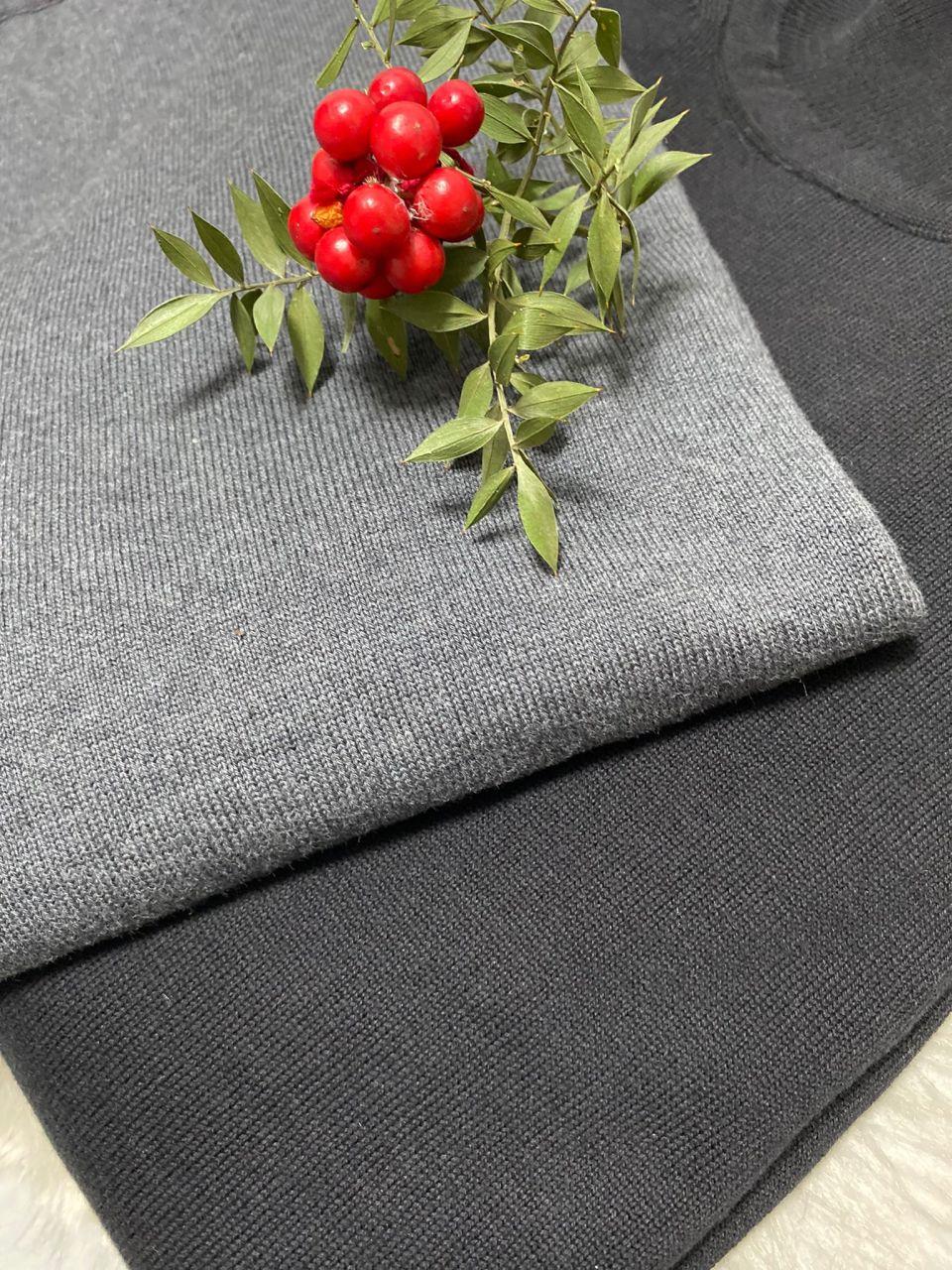 BALIKÇI YAKA SOFT TRİKO GRİ