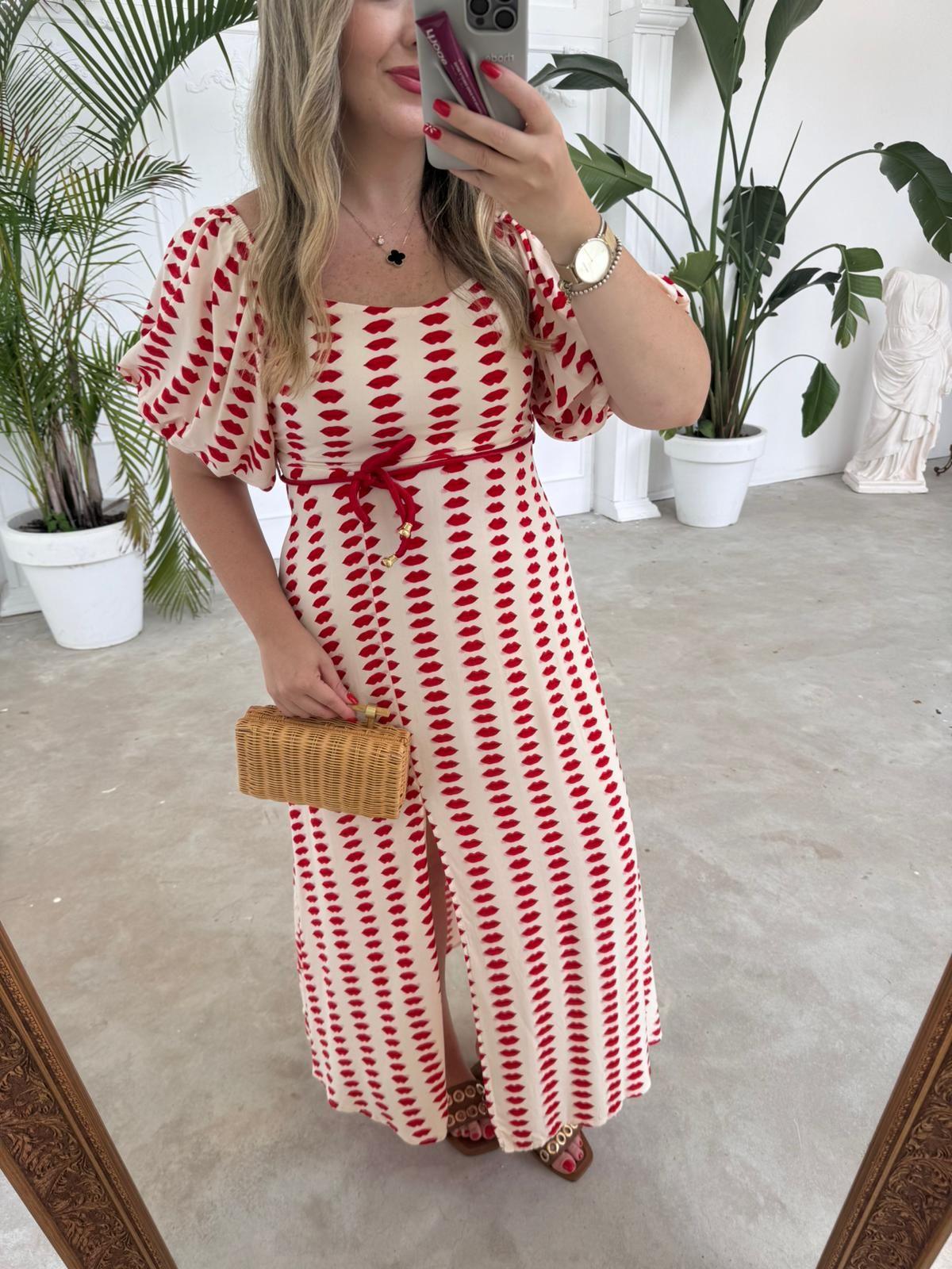 BALON KOL ÖPÜCÜK DESEN ELBİSE