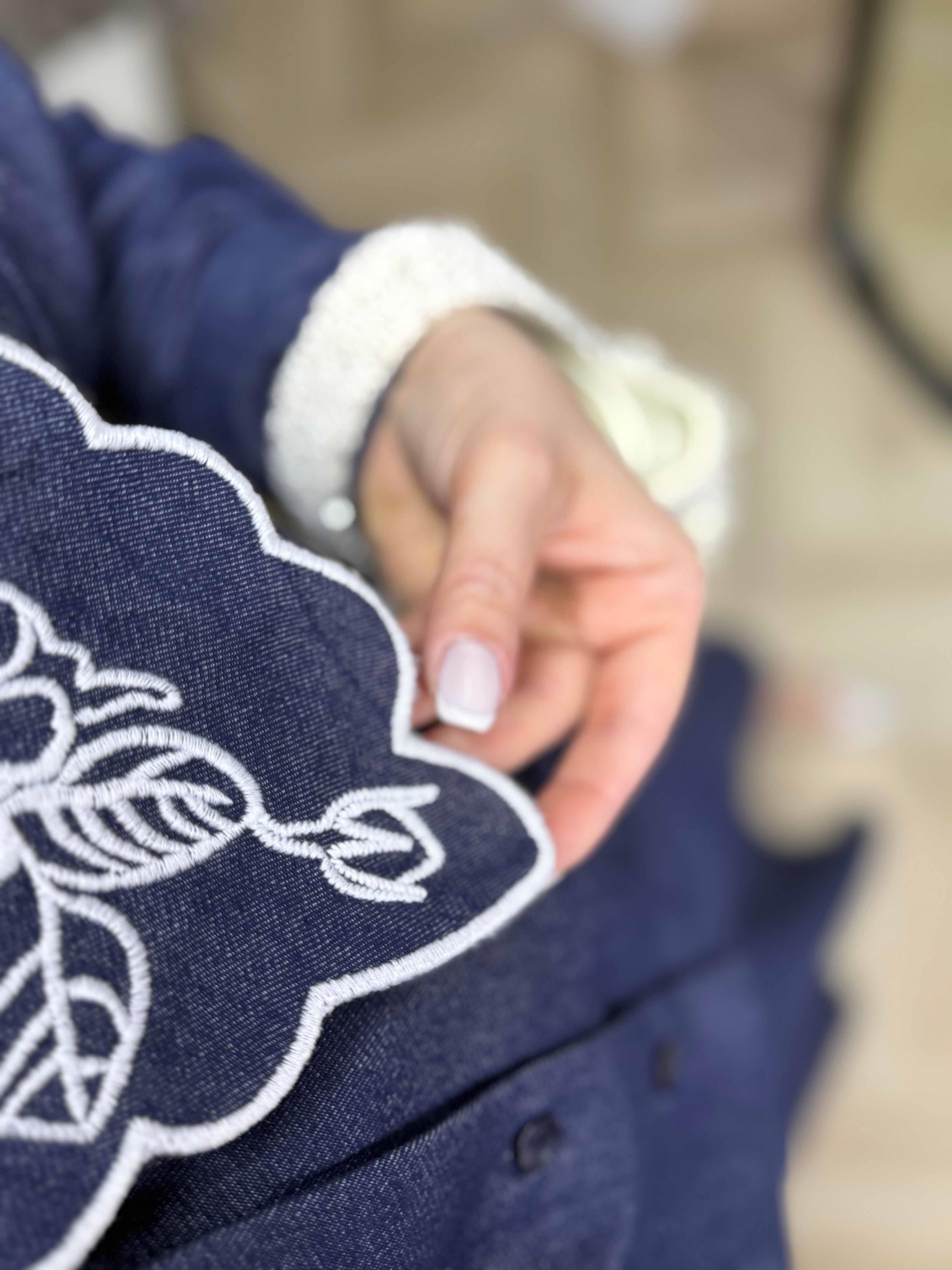 Bebe Yaka İşlemelı Denim Gömlek