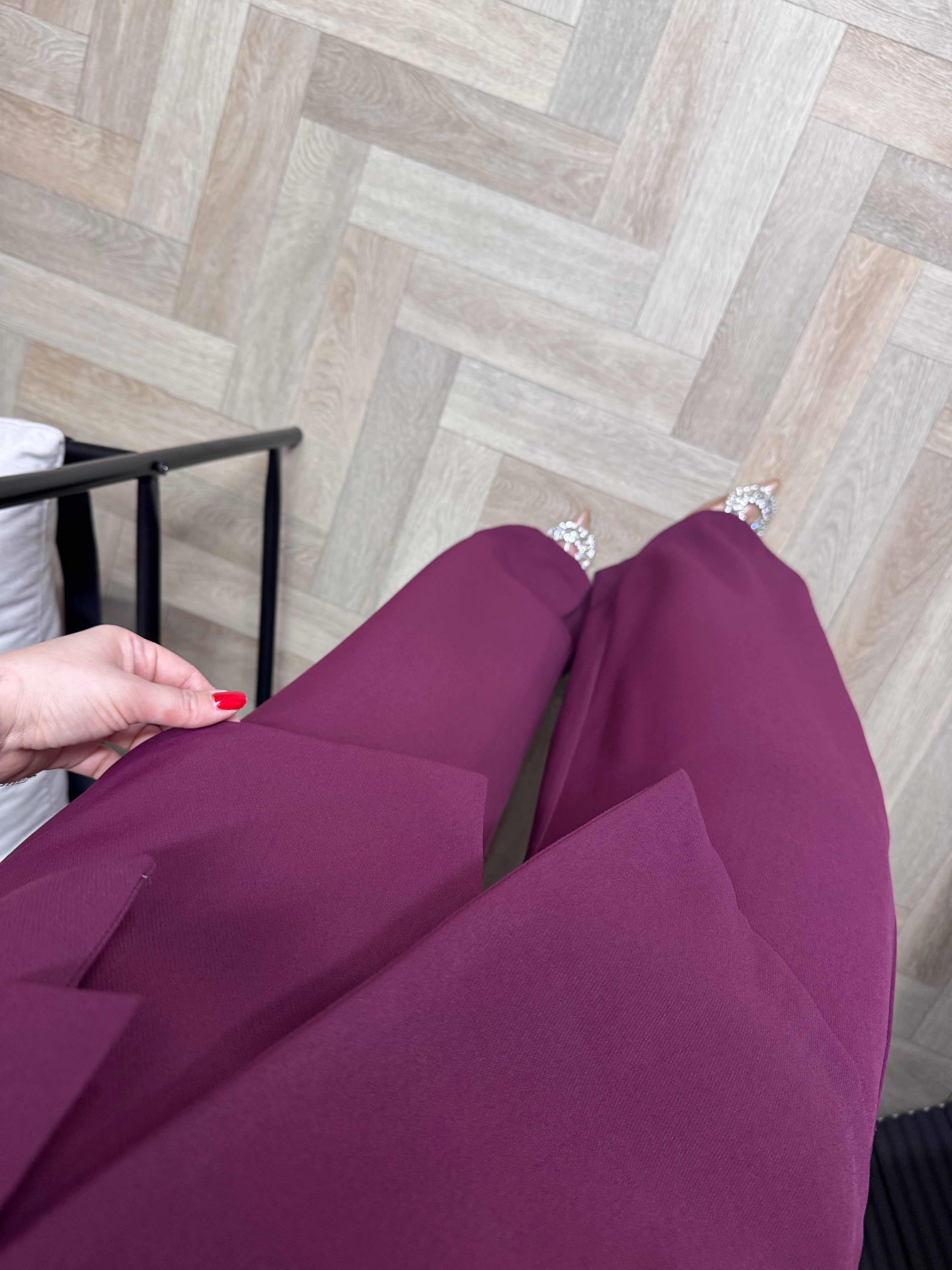 Belden Kuşaklı Yelekli Takım Bordo