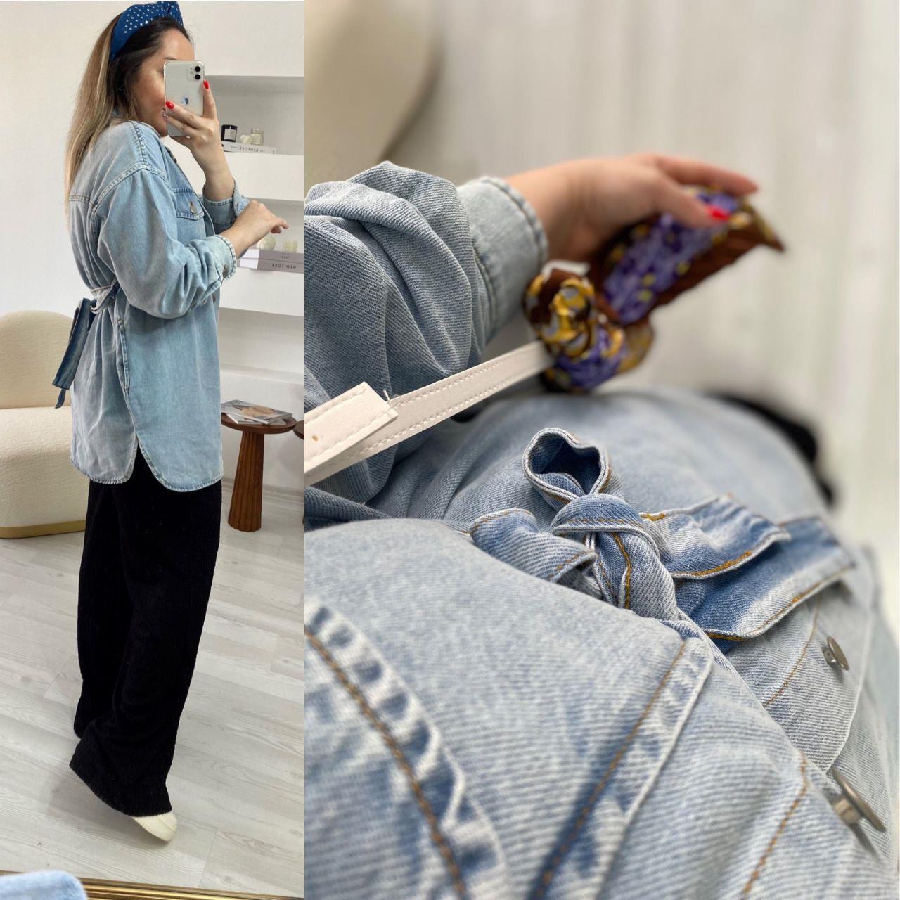BELİ KUŞAKLİ KOT CEKET