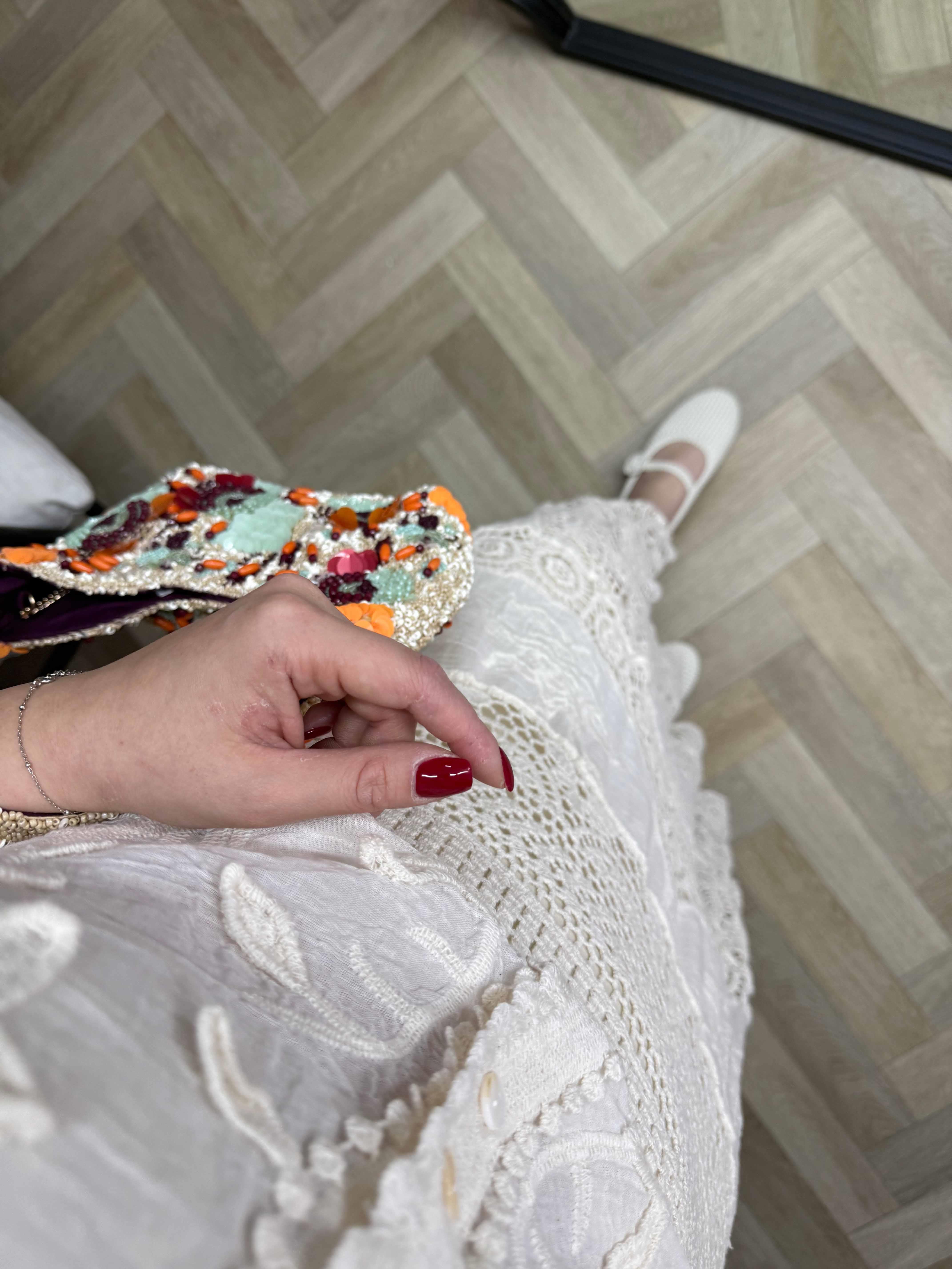 Beli Lastikli İthal Dantel Etek