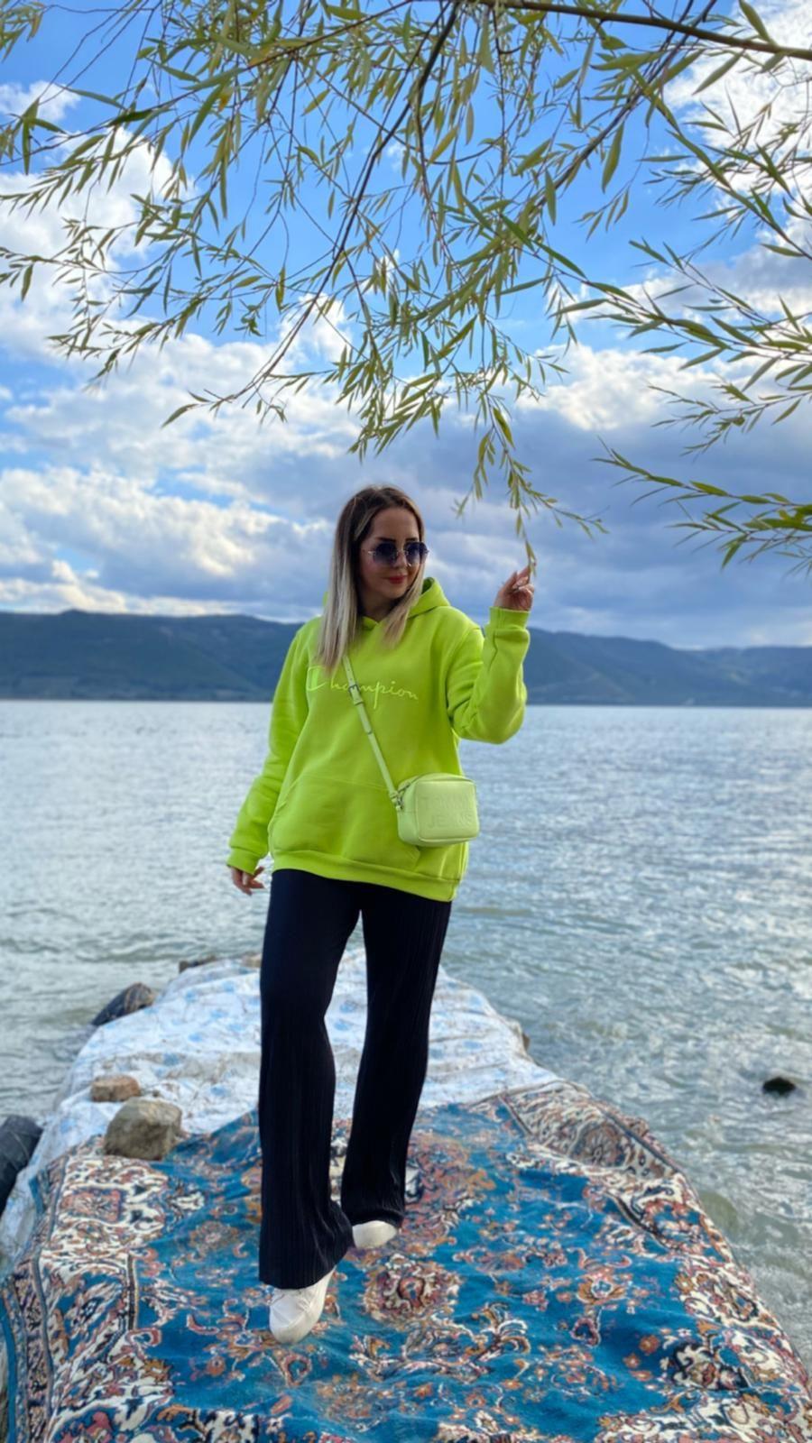 CHAMPİON SWEATSHİT NEON YEŞİL