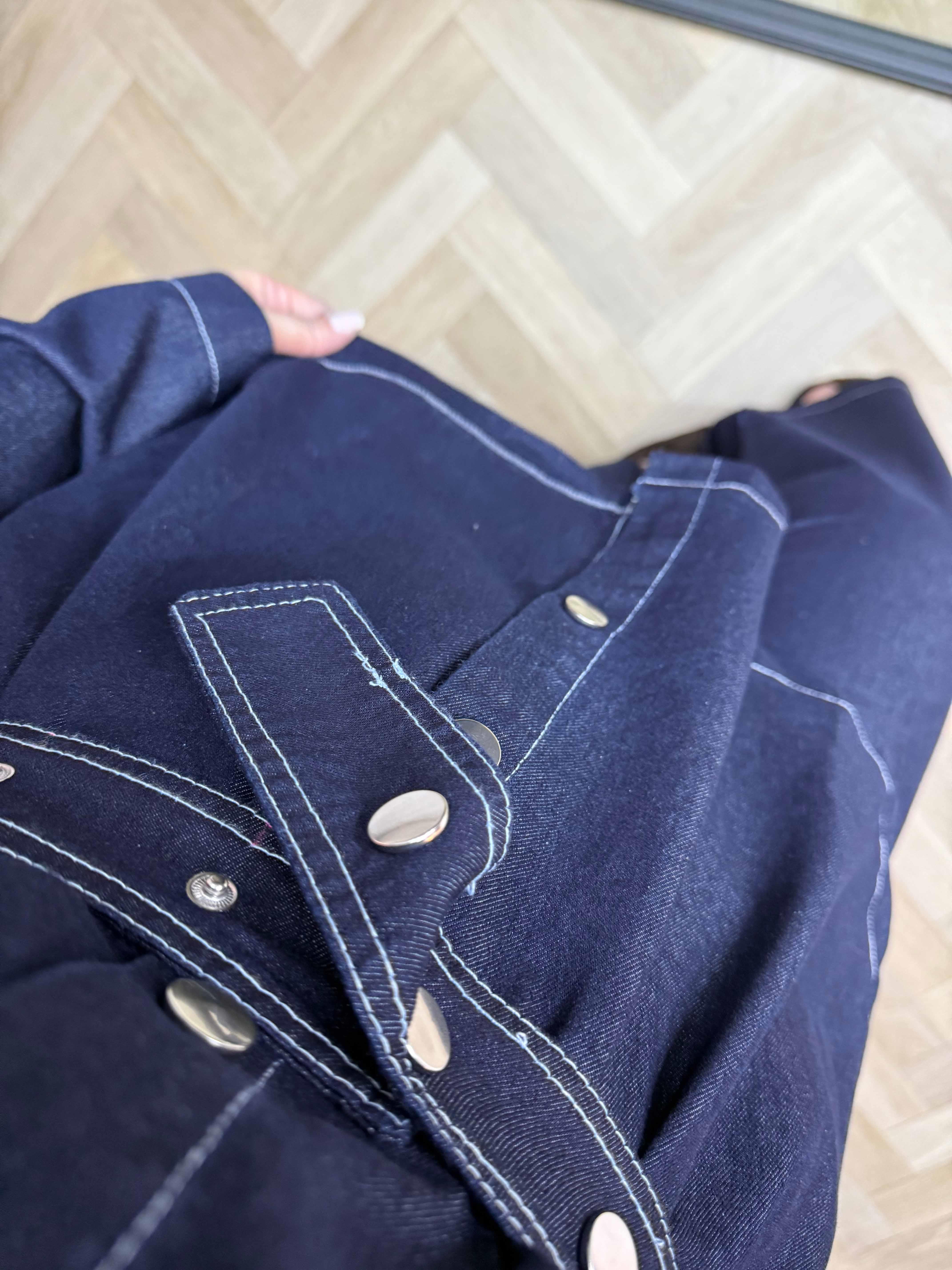 Cıtcıtlı Kemerlı Tasarım Denim Takım