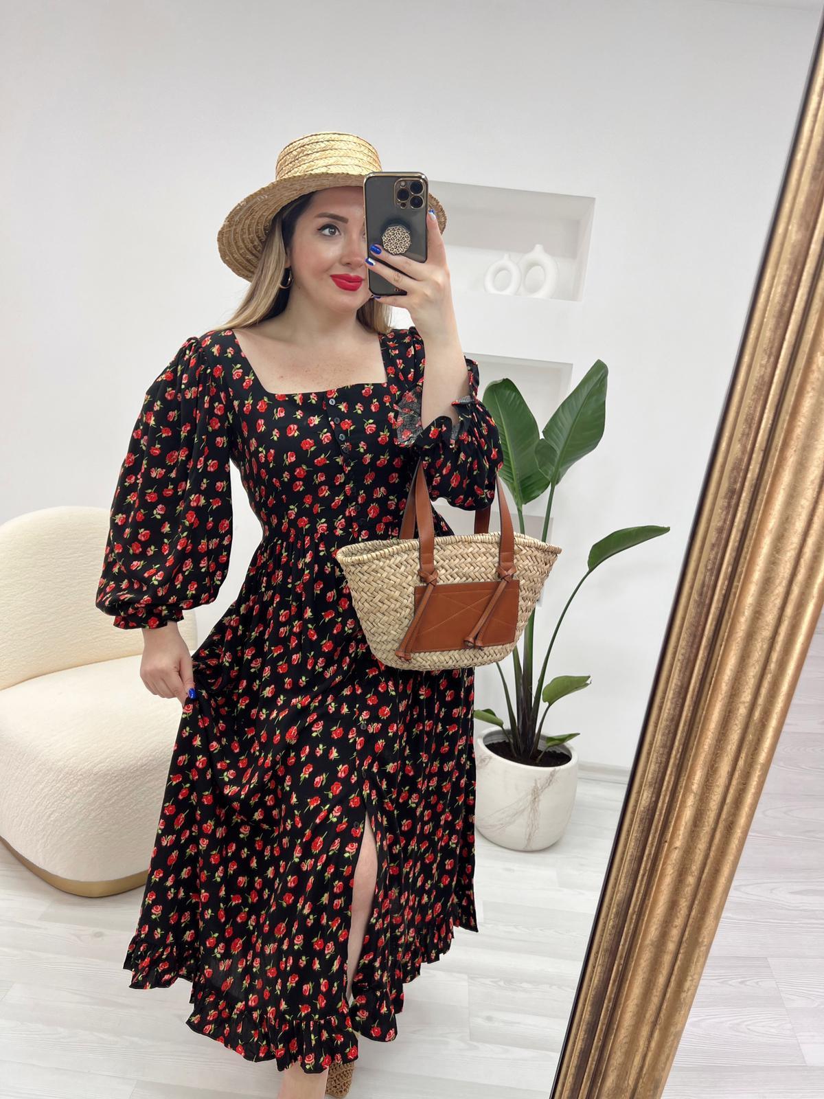 CLARA ÖNDEN DÜĞMELİ ELBİSE