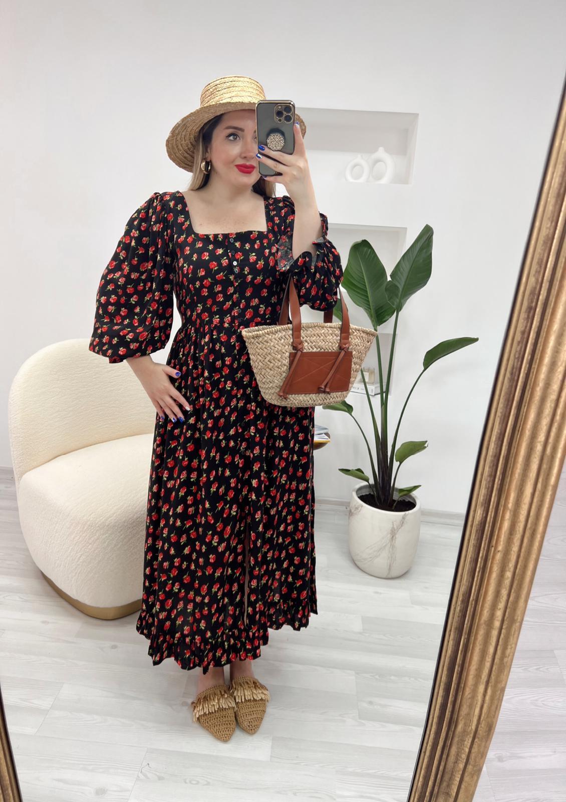 CLARA ÖNDEN DÜĞMELİ ELBİSE