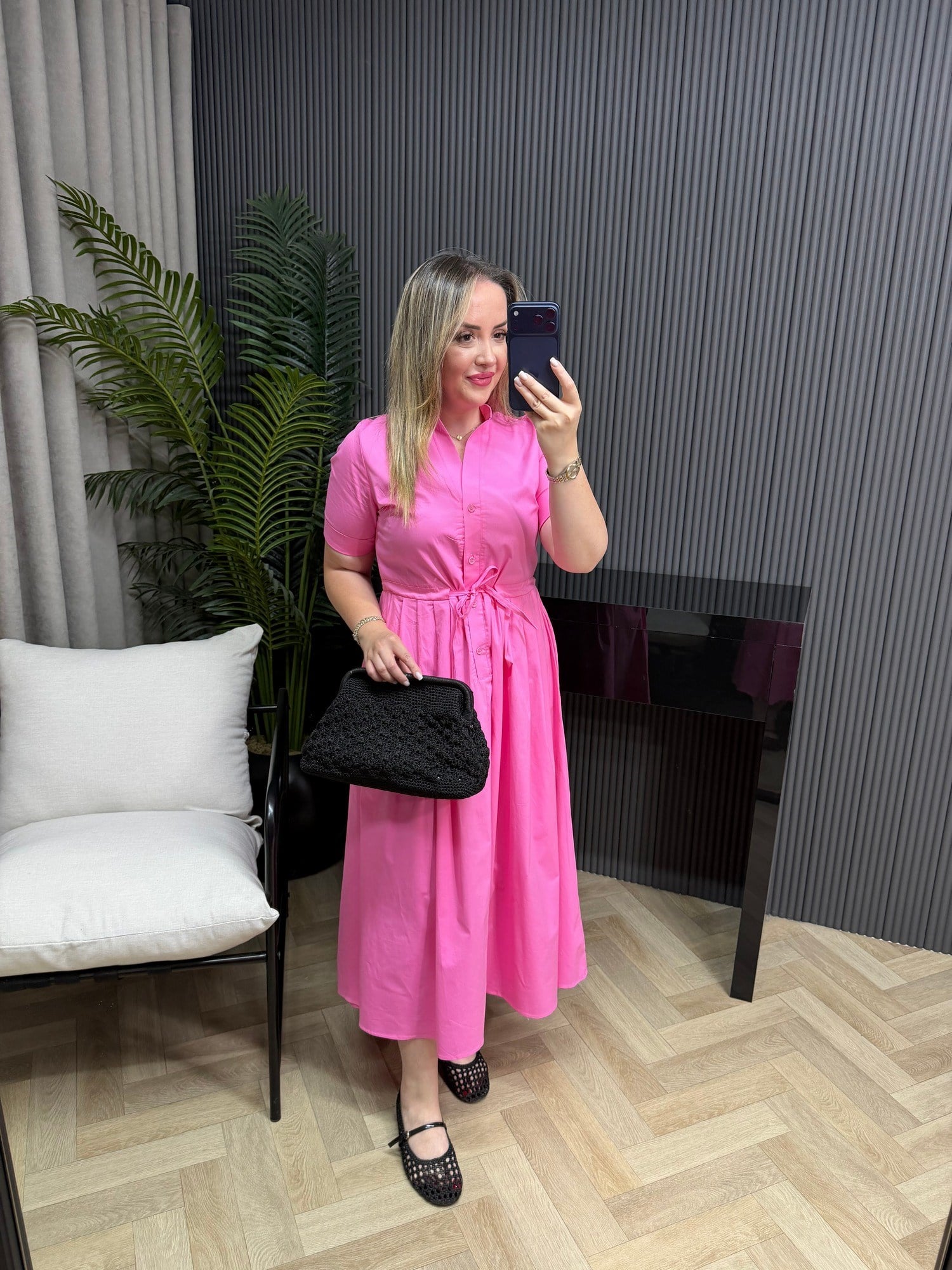 Defne Bel Büzgülü Orj Marka Model Elbise Pembe