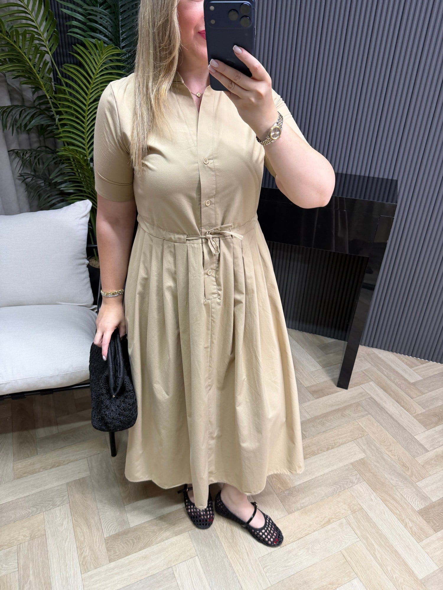 Defne Bel Büzgülü Orj Marka Model Elbise Camel