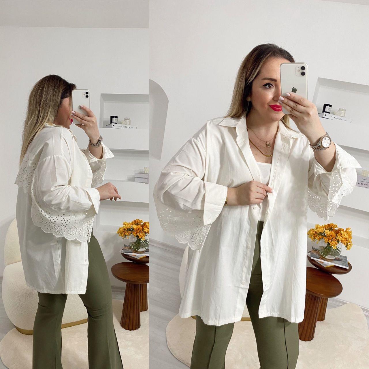 EKRU RENK FİSTO DETAYLI GÖMLEK