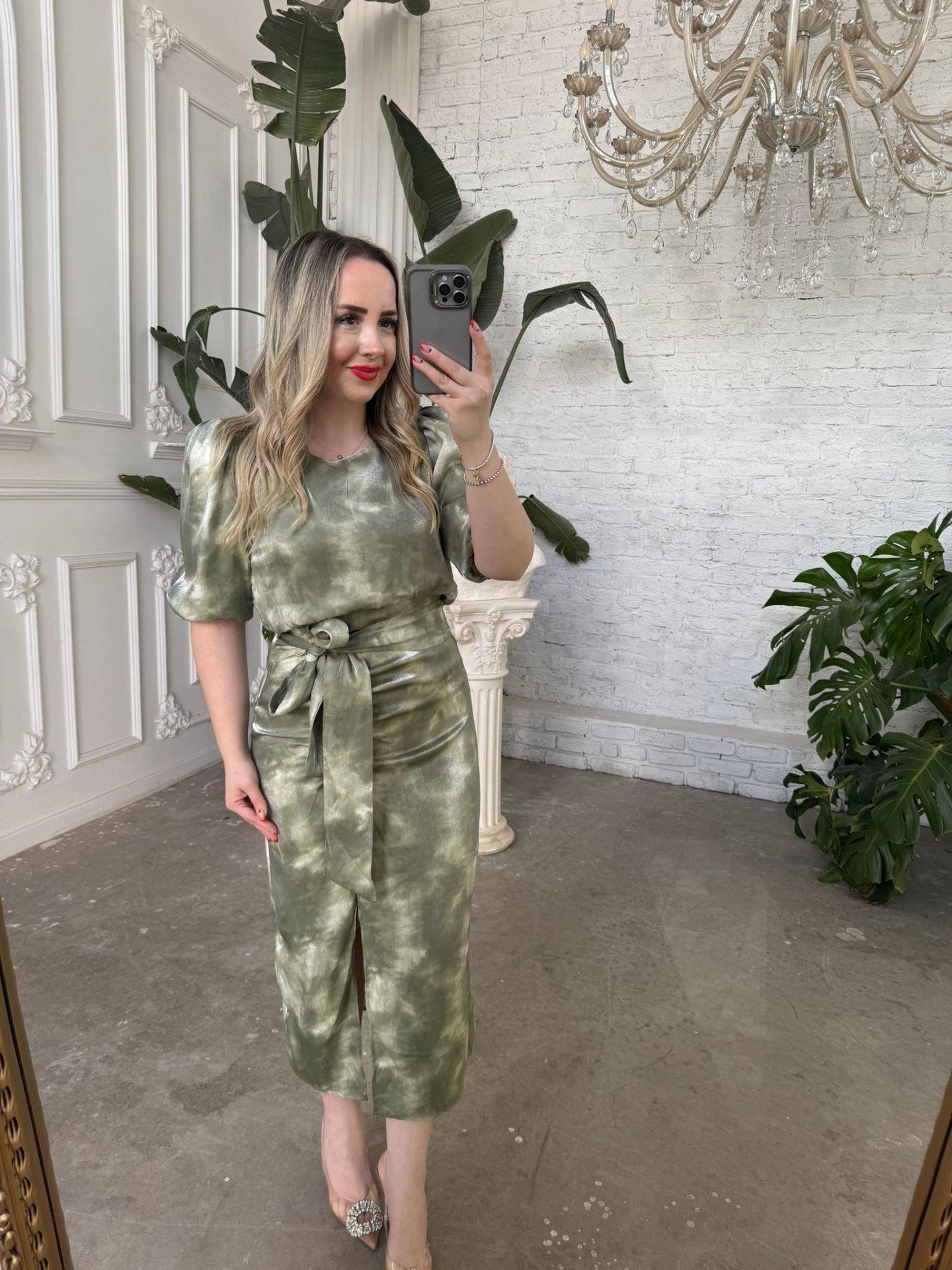 ELSA DRAPELİ SATEN ELBİSE MİNT YEŞİL