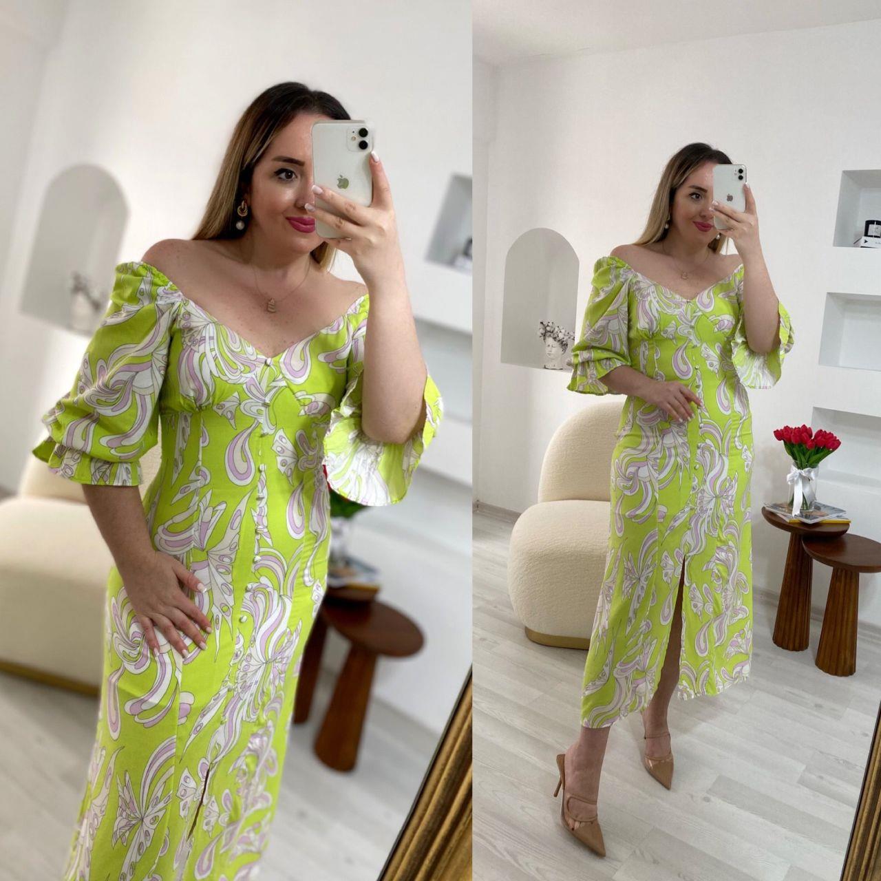 FISTIK YEŞİL TASARIM ELBİSE