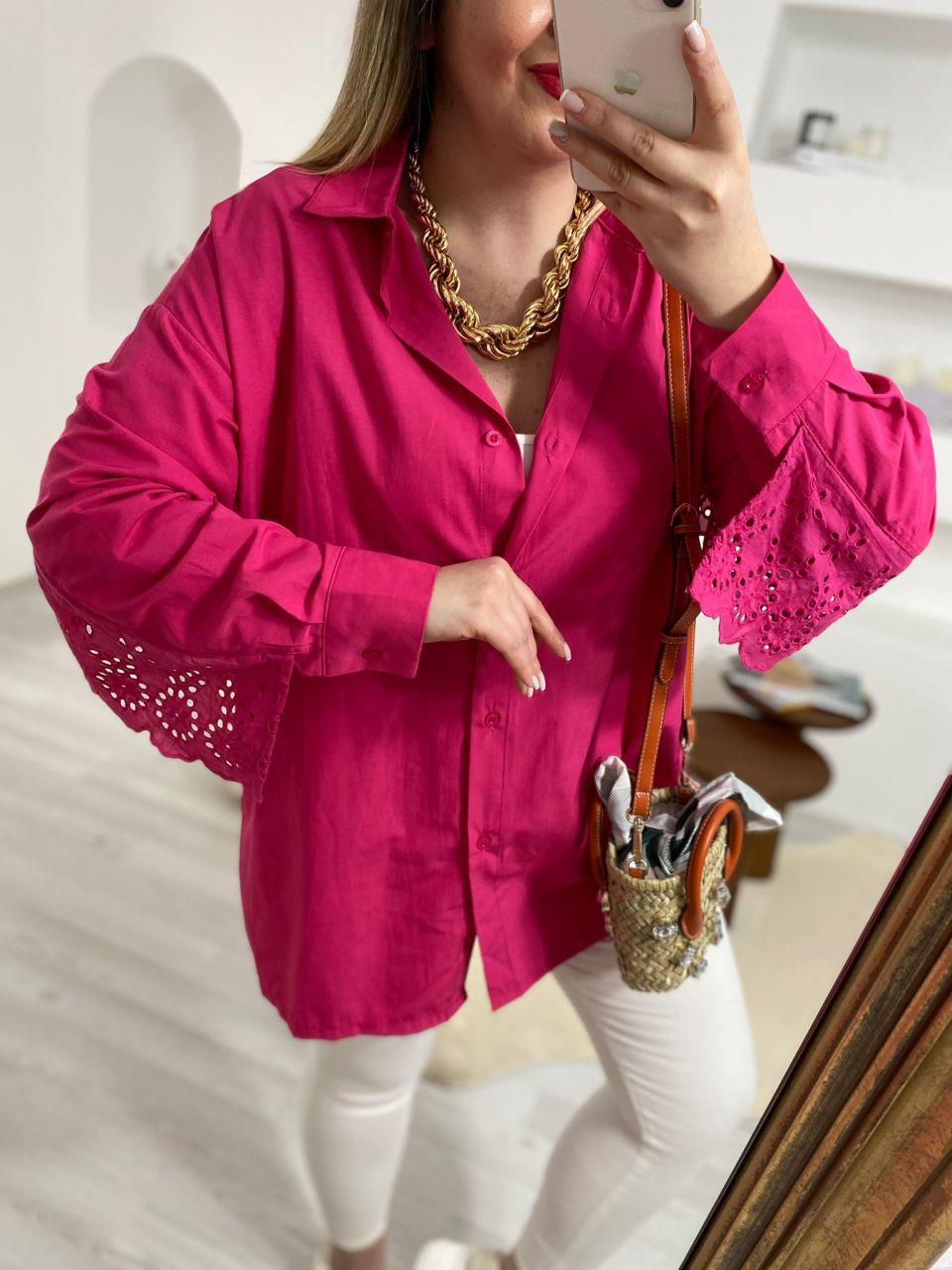 FİSTO DETAYLI PEMBE GÖMLEK