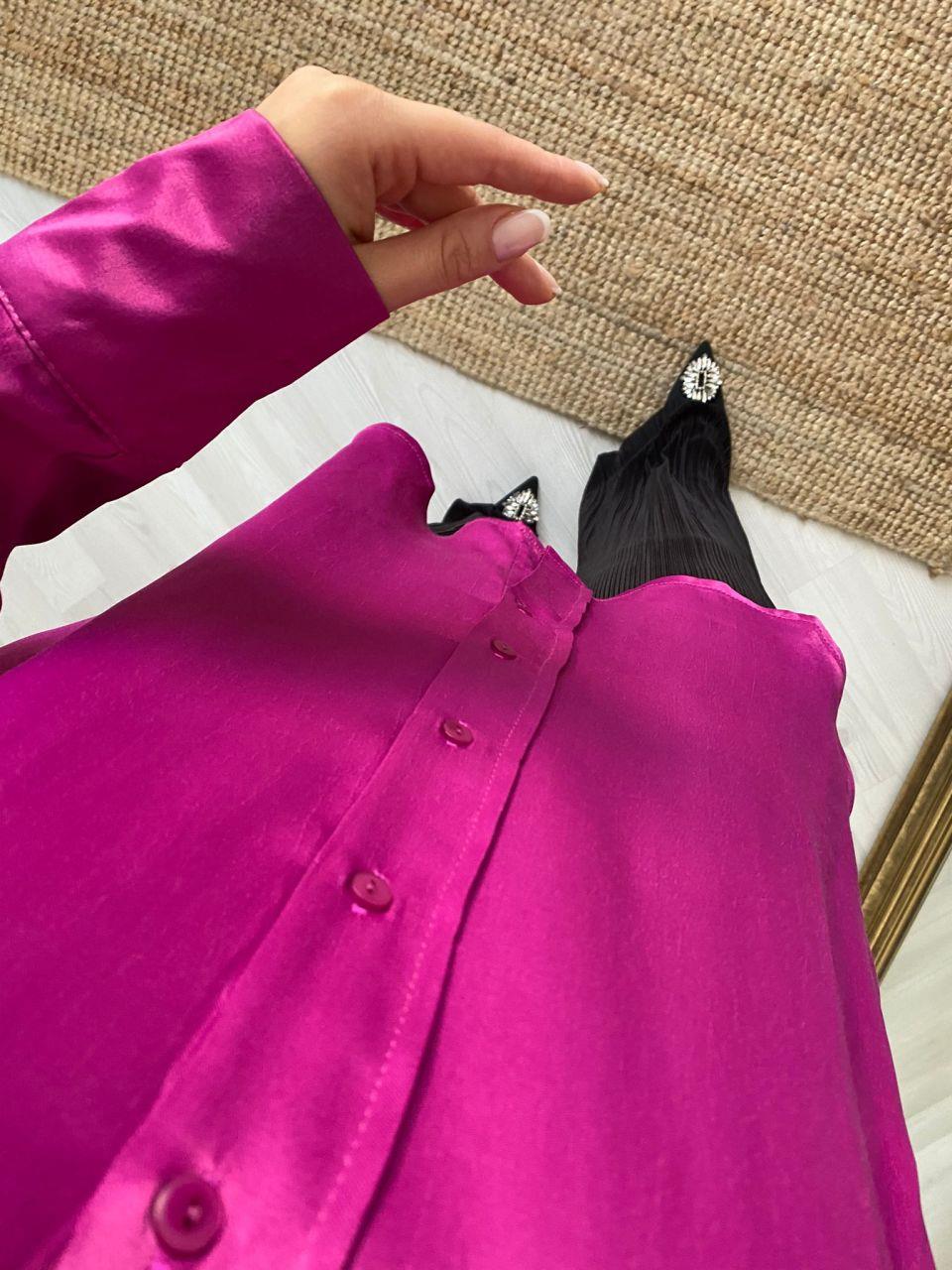 FUŞYA ÖZEL SERİ SATEN KUMAŞ GÖMLEK