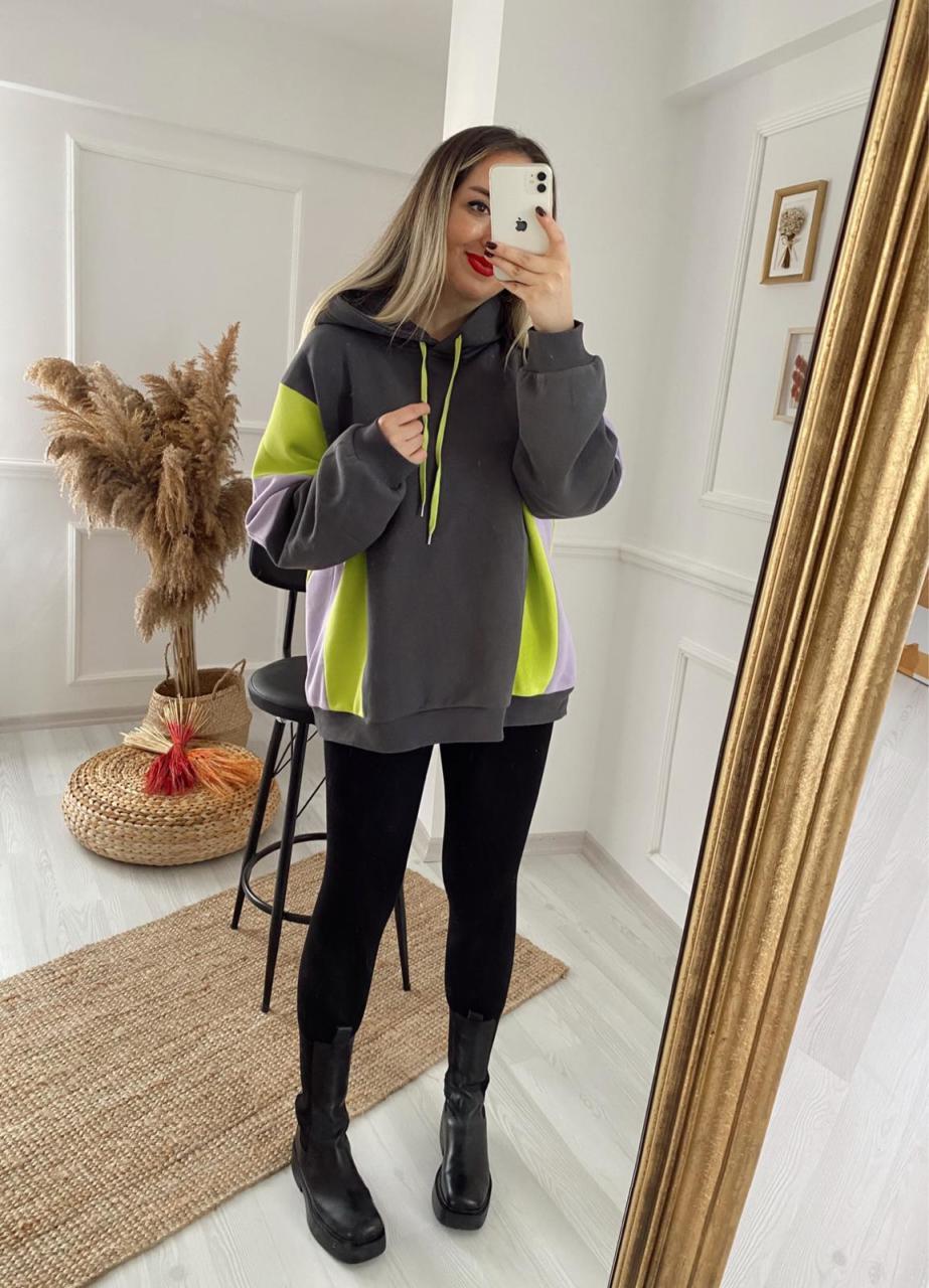 GRİ RENK DETAYLI SWEATSHİRT