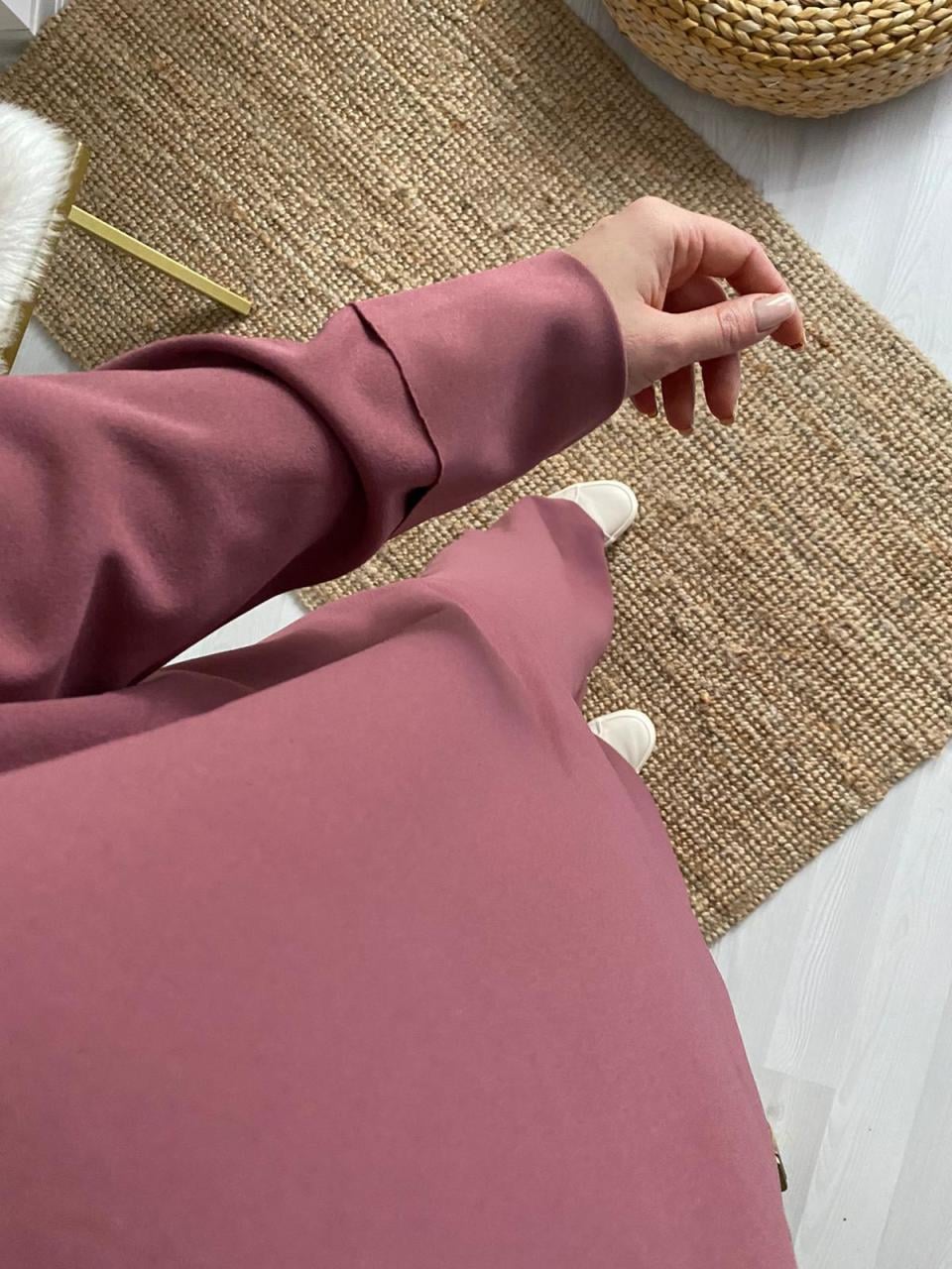 GÜL KURUSU RENK KREP KUMAŞ TAKIM