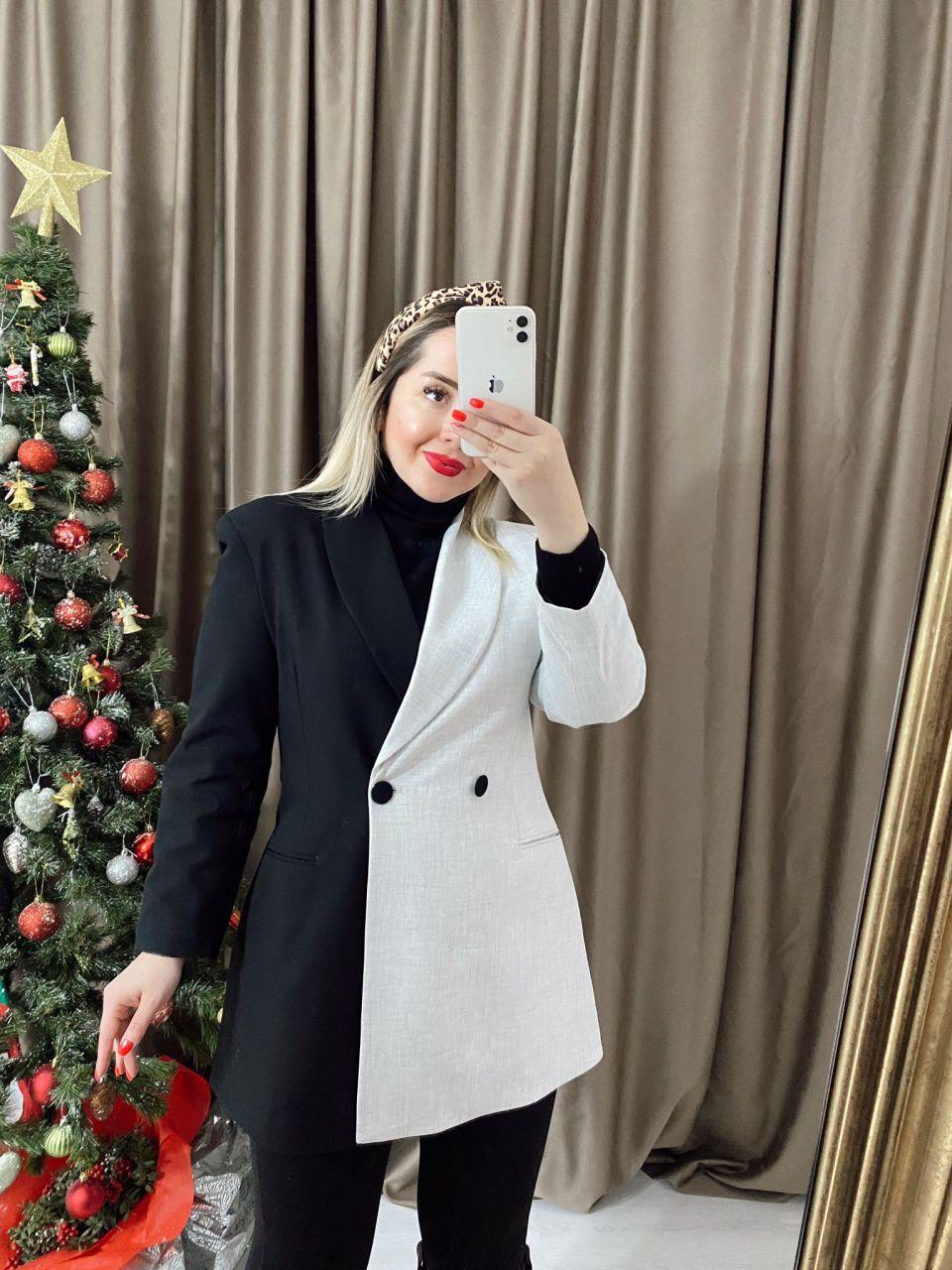 İKİ RENK BLOKLU BLAZER CEKET