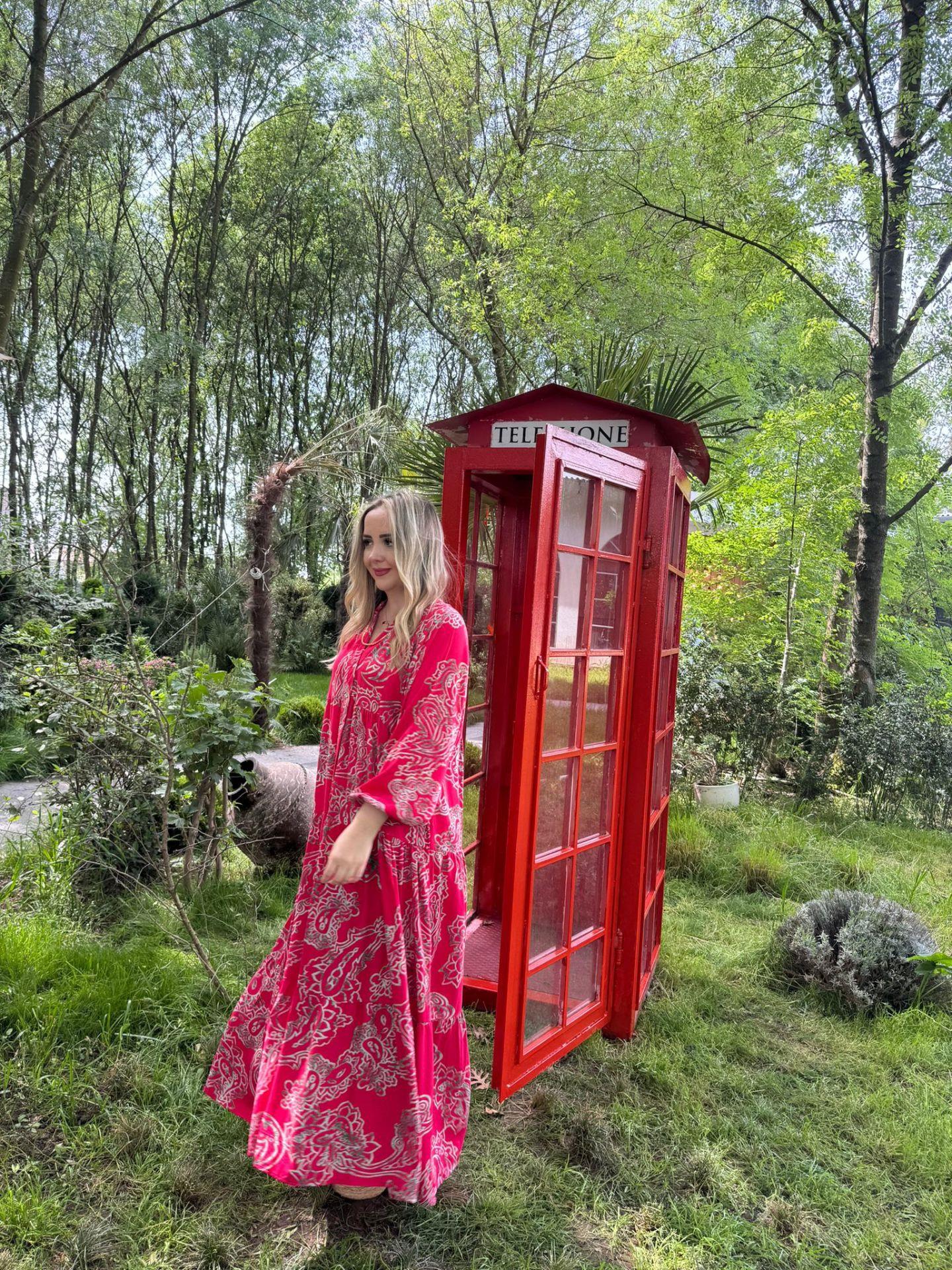 KATLEYA MODEL KIRMIZI DESENLİ ELBİSE