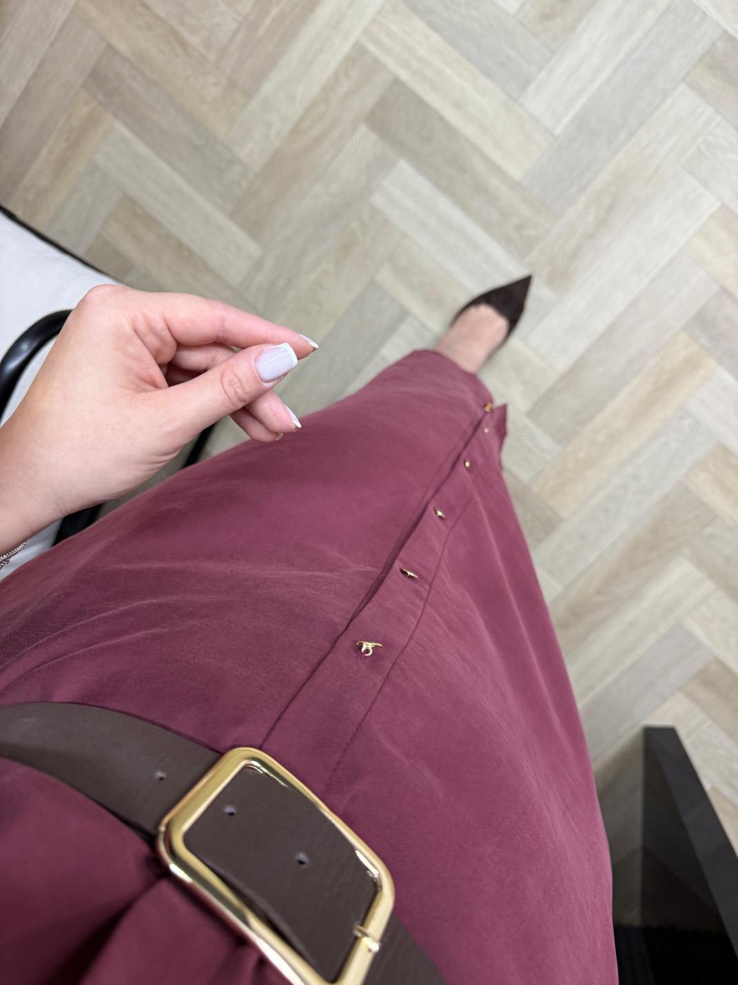 Kemerli Model Kumaş Gömlek Elbise Bordo