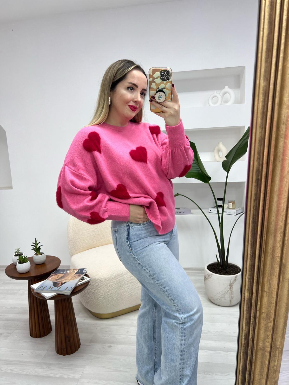 KİRMİZİ PEMBE LOVE KAZAK