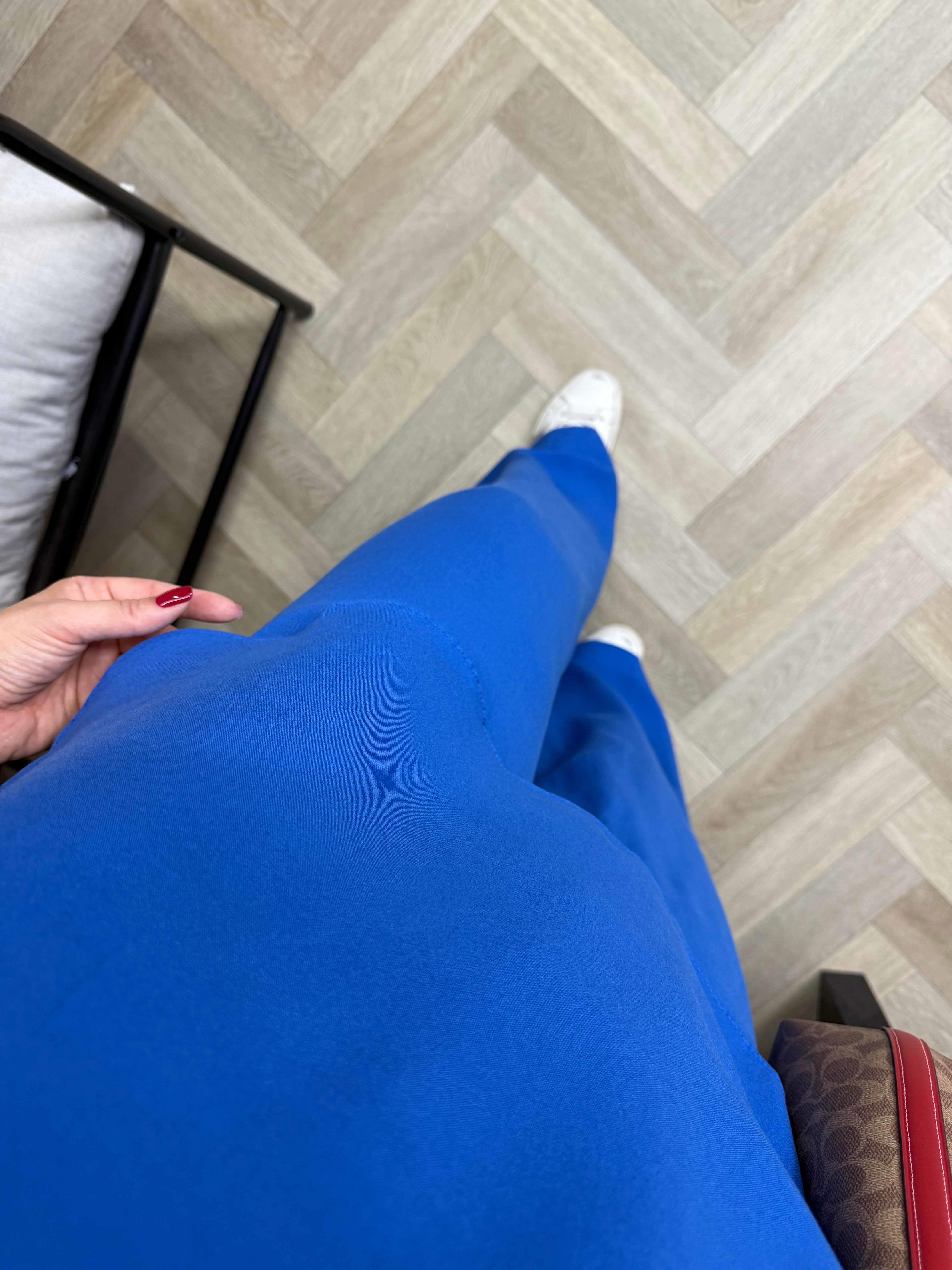 Kısa Kollu Pamuk Viskon Takım Saks Mavi